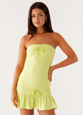 Work Vibe Tabi Mini Dress - Sunny Lime