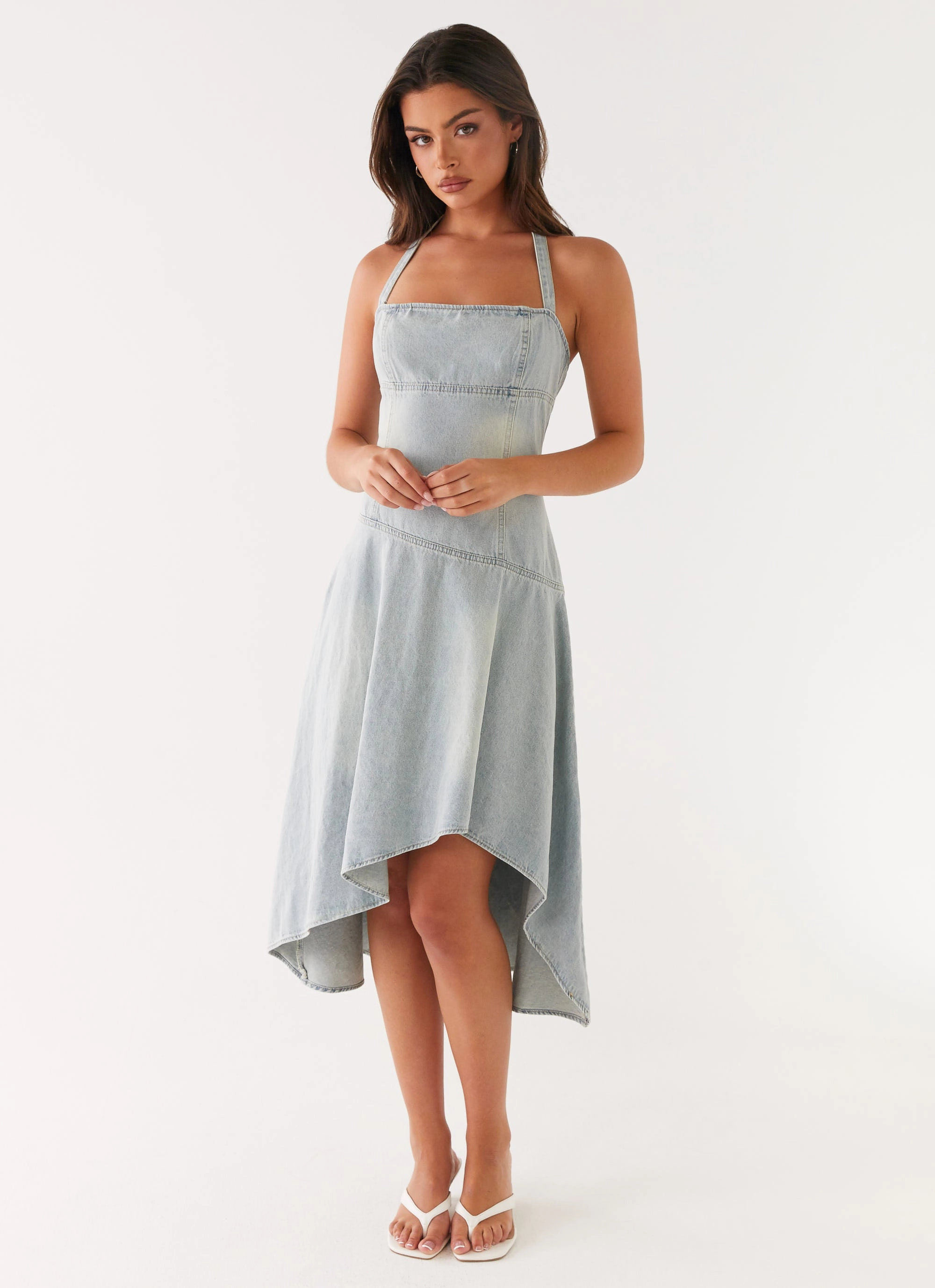 Tanisha Denim Midi Dress - Washed Blue Easy Tones Timeless Vibe