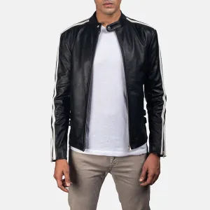 Hank Black Leather Biker Jacket Up to 5XL