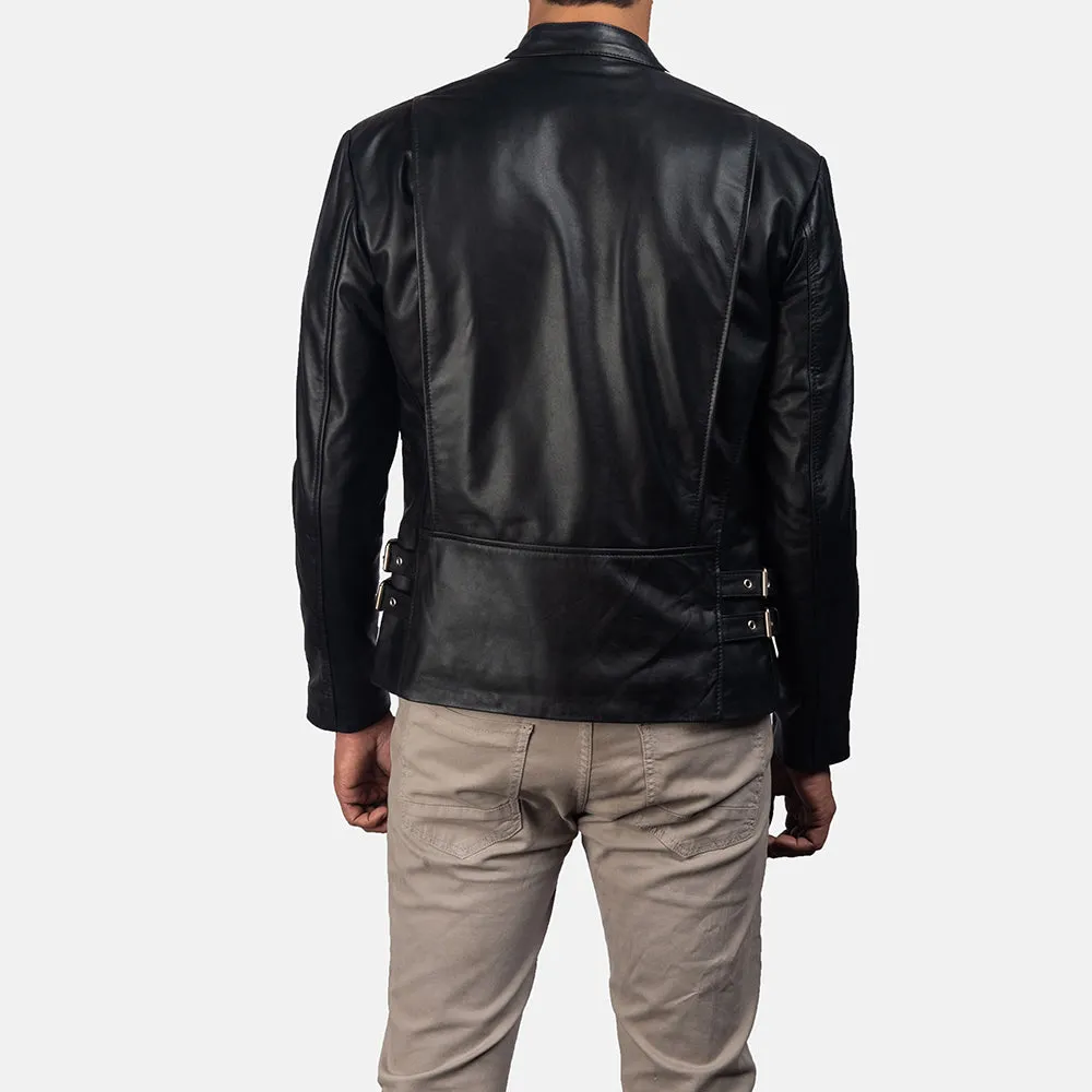 Hank Black Leather Biker Jacket Up to 5XL