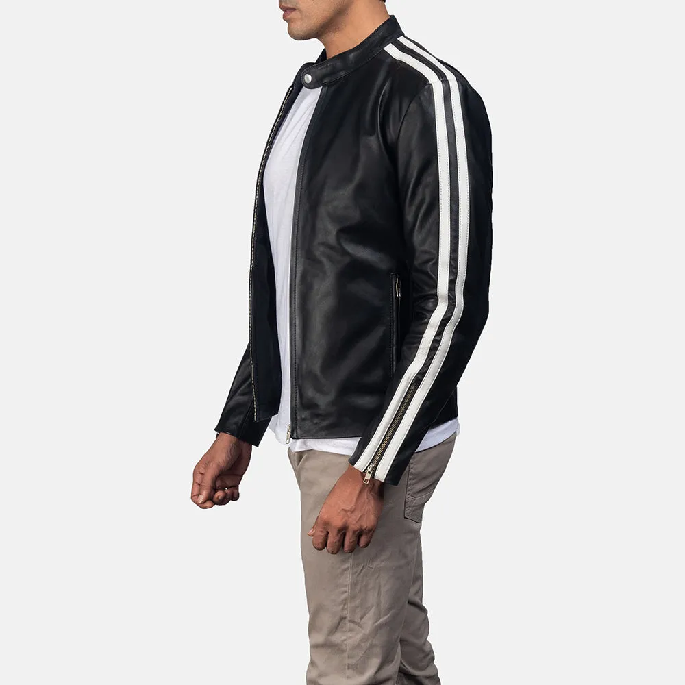 Hank Black Leather Biker Jacket Up to 5XL