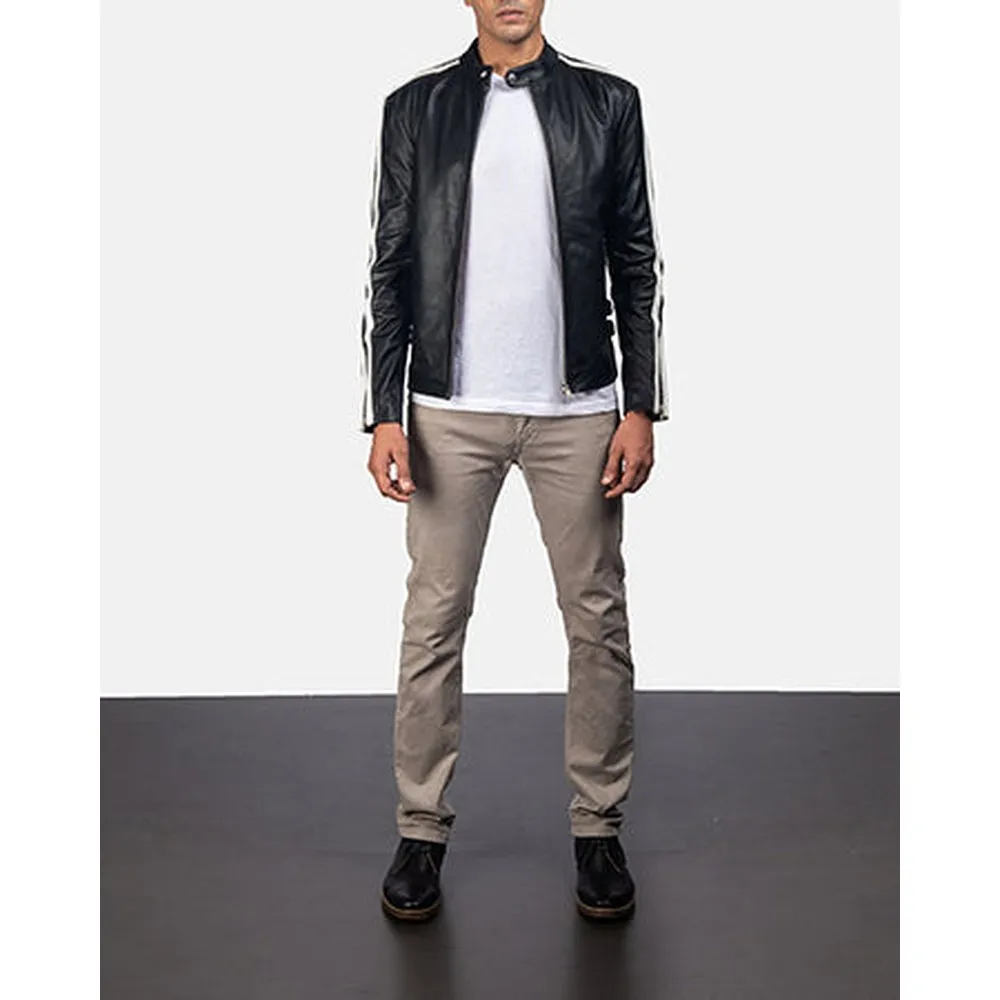 Hank Black Leather Biker Jacket Up to 5XL