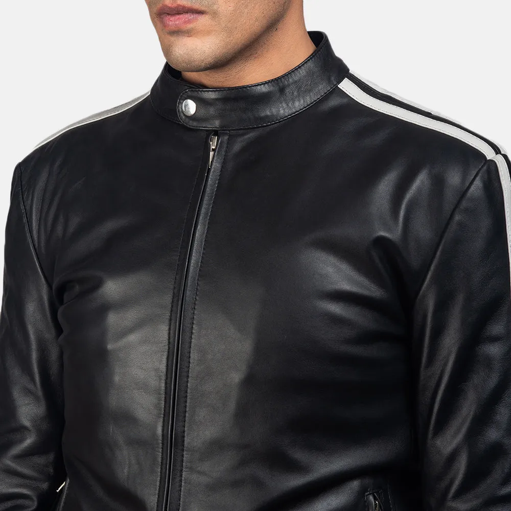 Hank Black Leather Biker Jacket Up to 5XL