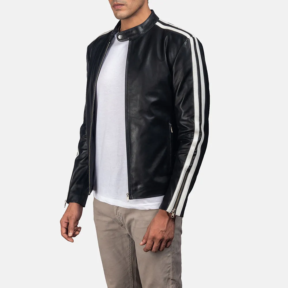 Hank Black Leather Biker Jacket Up to 5XL