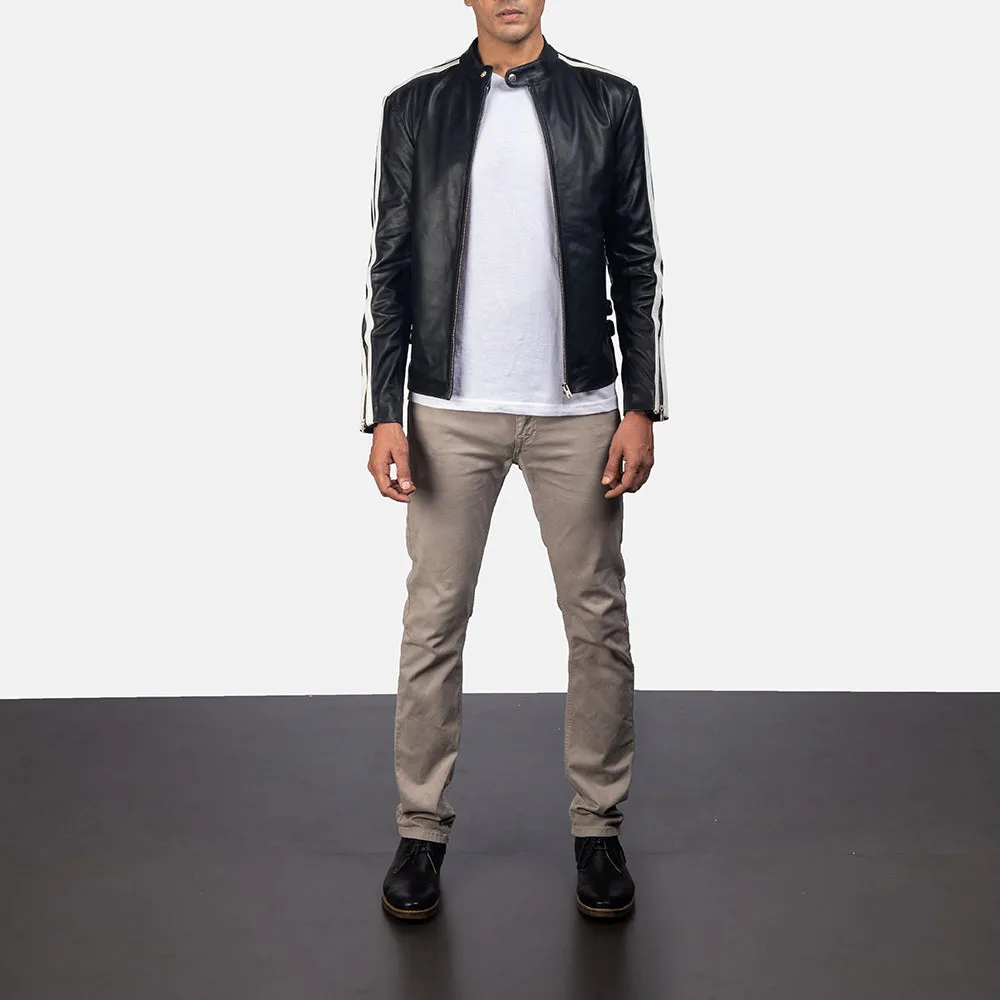 Hank Black Leather Biker Jacket Up to 5XL