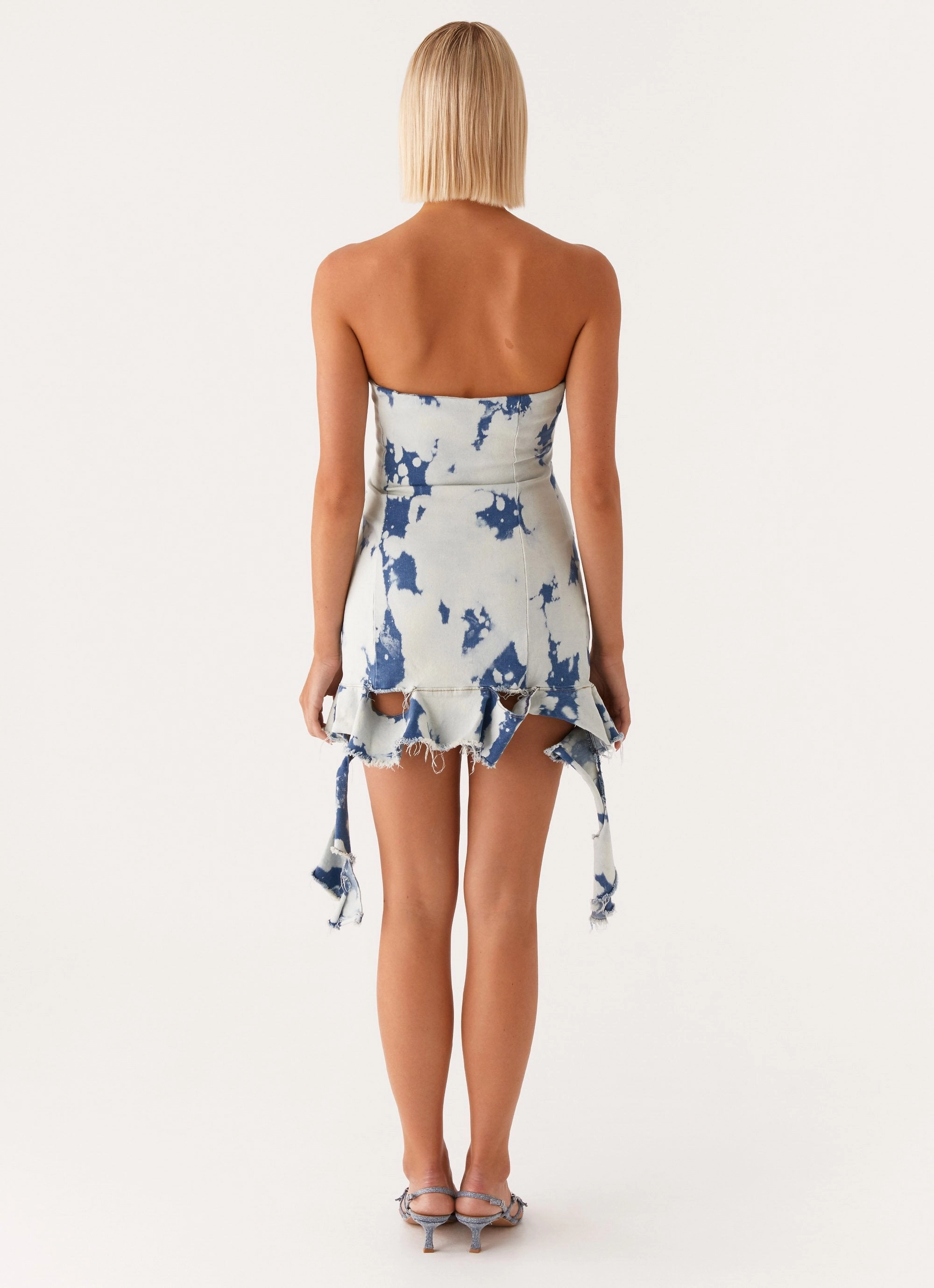 Minimal Cut Hard To Handle Mini Dress - Acid Denim Wash