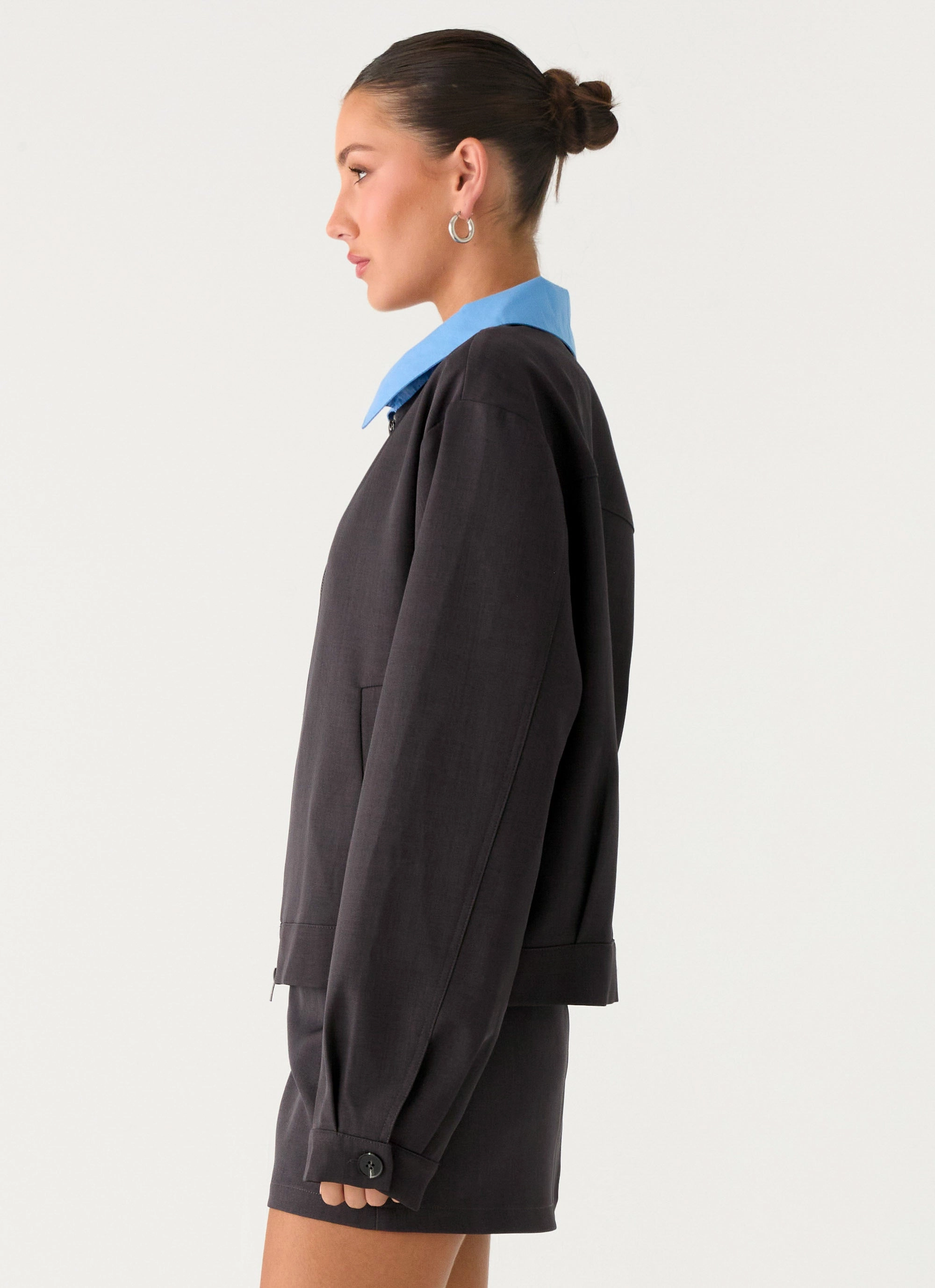 UV Protective Layer AllDay Comfort Design Harlee Poplin Suiting Jacket - Charcoal