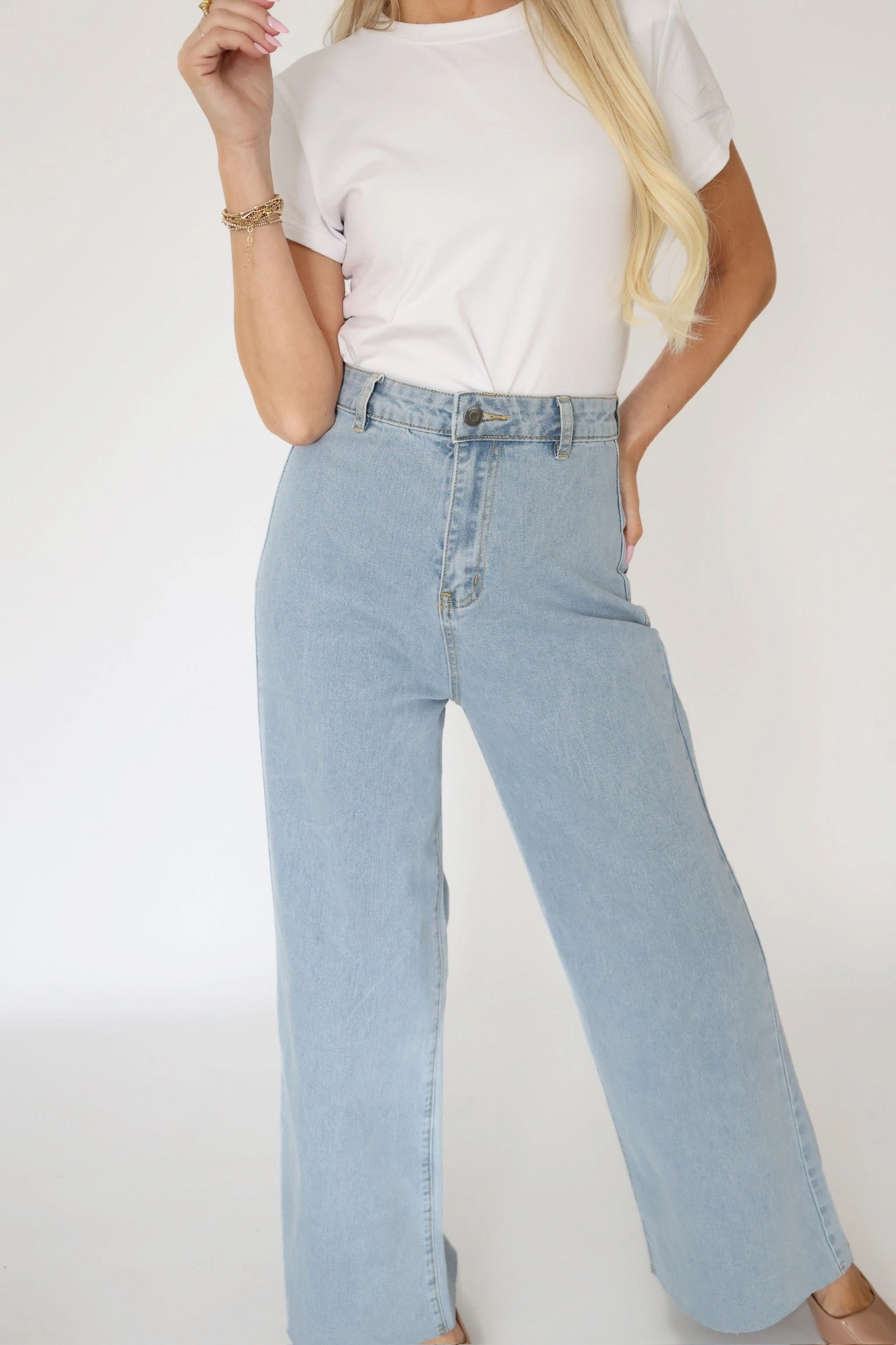 Earthy Tone Colorways Harper Wide Leg Jean- Light Denim