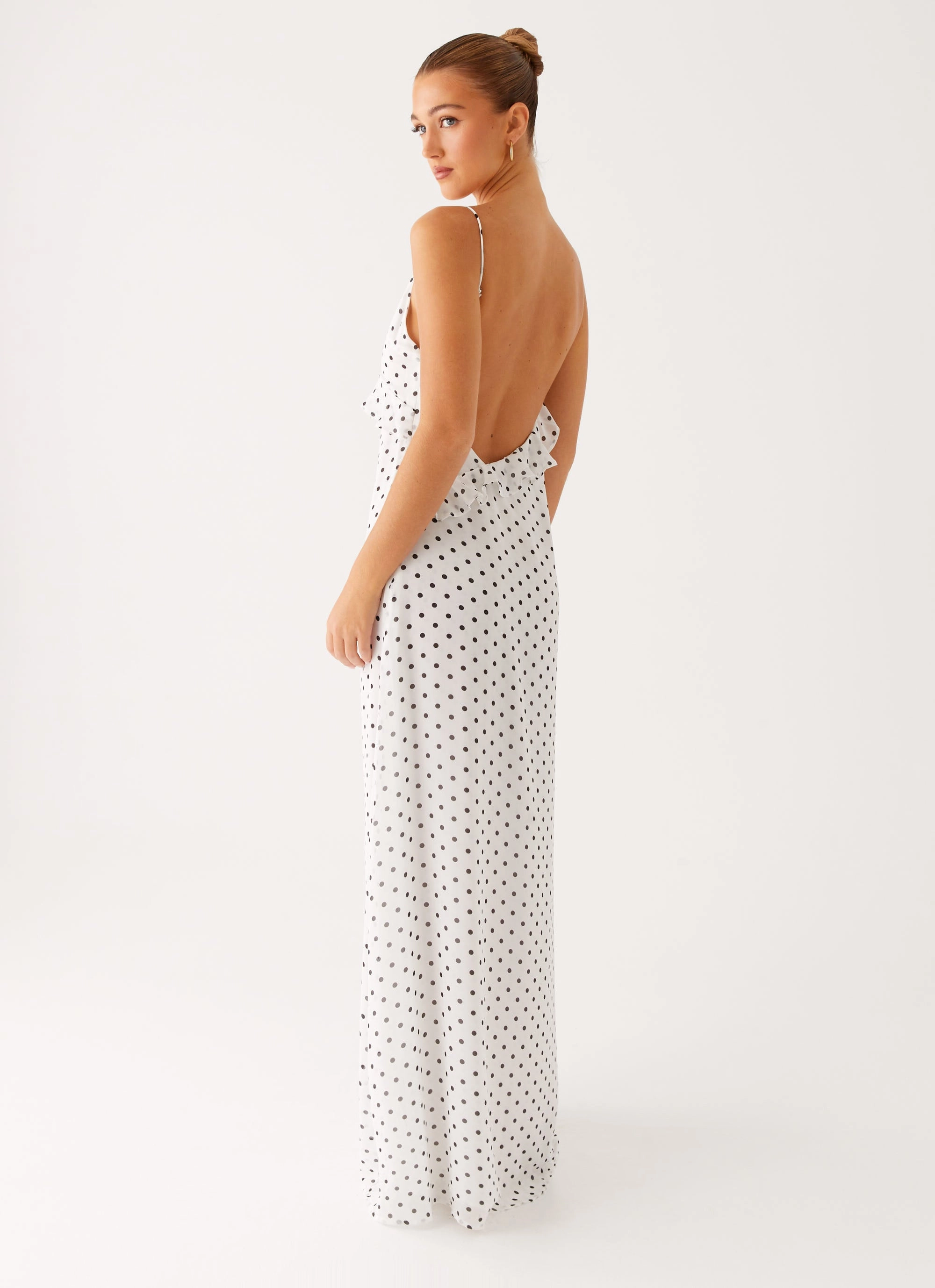 Harri Maxi Dress - White Polka Dot Playful and flirty dress sophisticated appearance