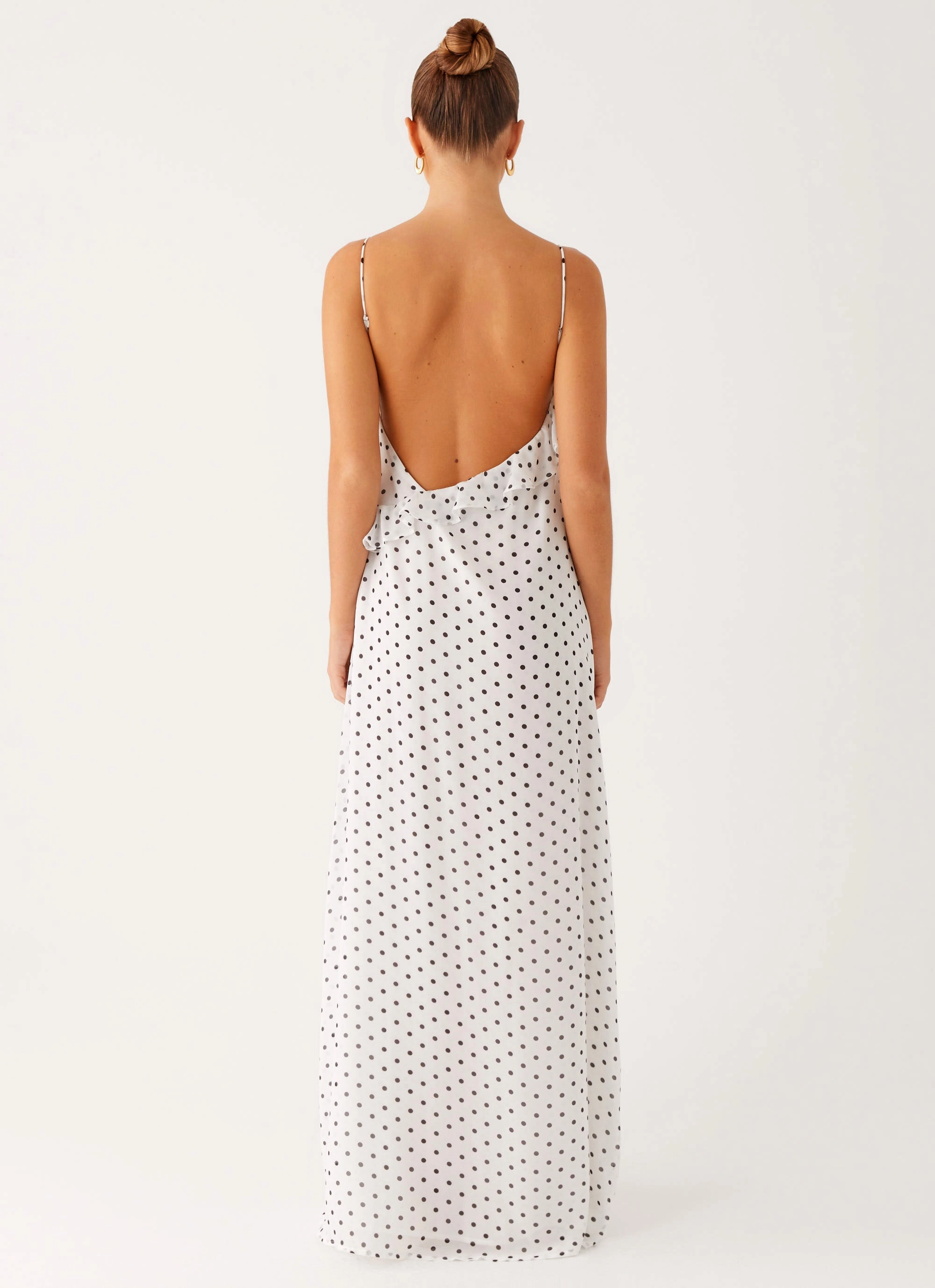 Vibrant color Harri Maxi Dress - White Polka Dot