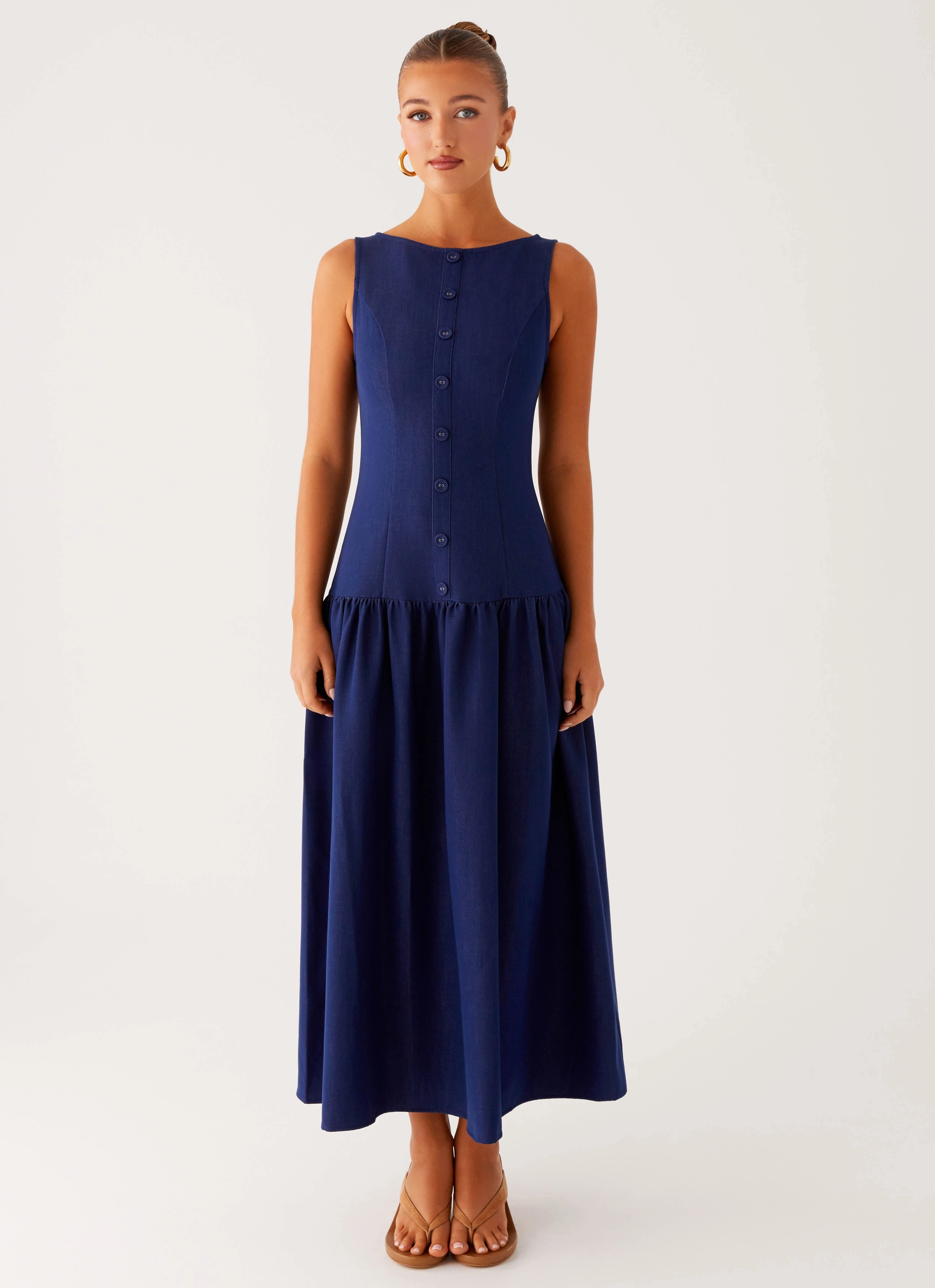 Smart and Stylish Hayes Denim Midi Dress - Indigo