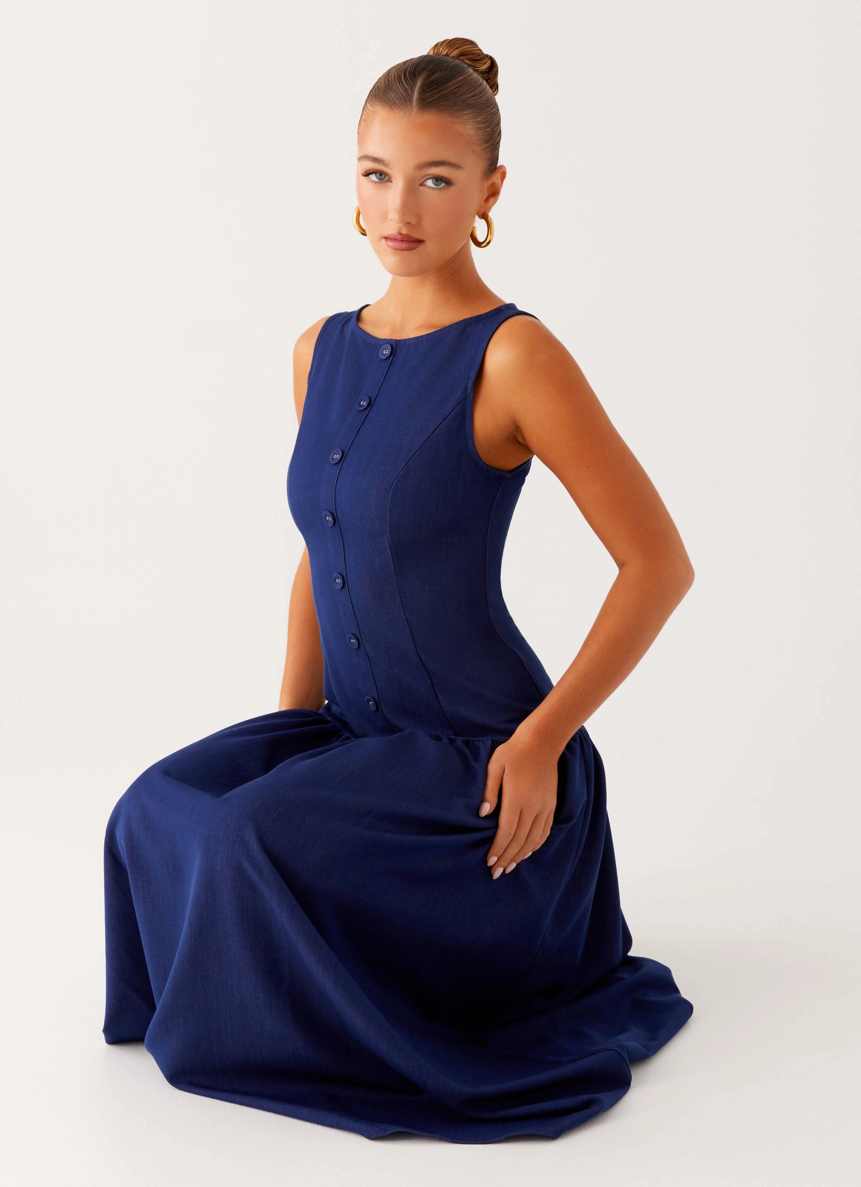 Hayes Denim Midi Dress - Indigo Chill Friendly Olive Fresh