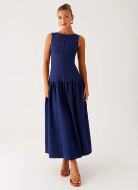 Hayes Denim Midi Dress - Indigo Handmade
