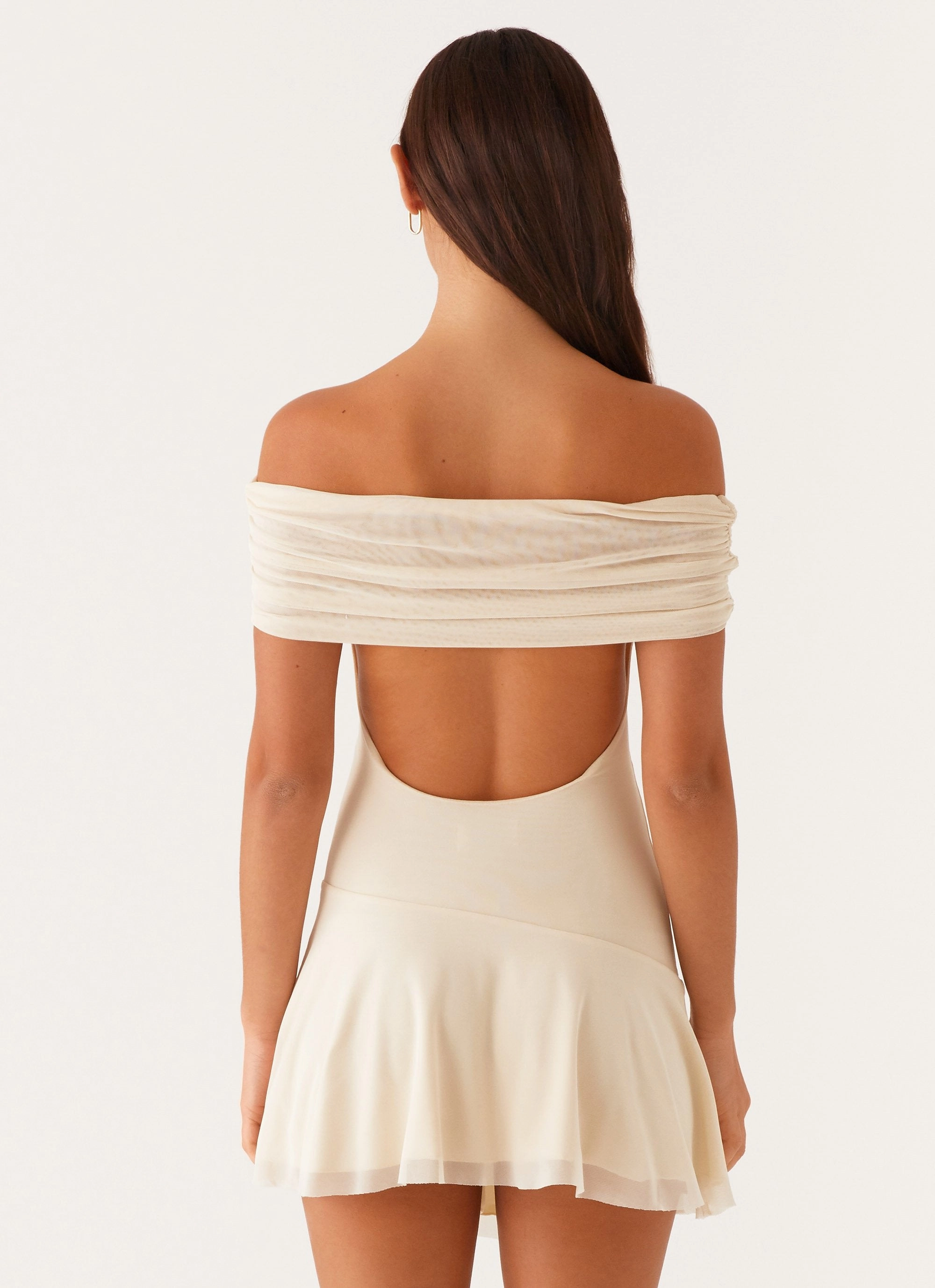 Finola Off Shoulder Mini Dress - Pastel Yellow Comfy and Chic Soft Harmony