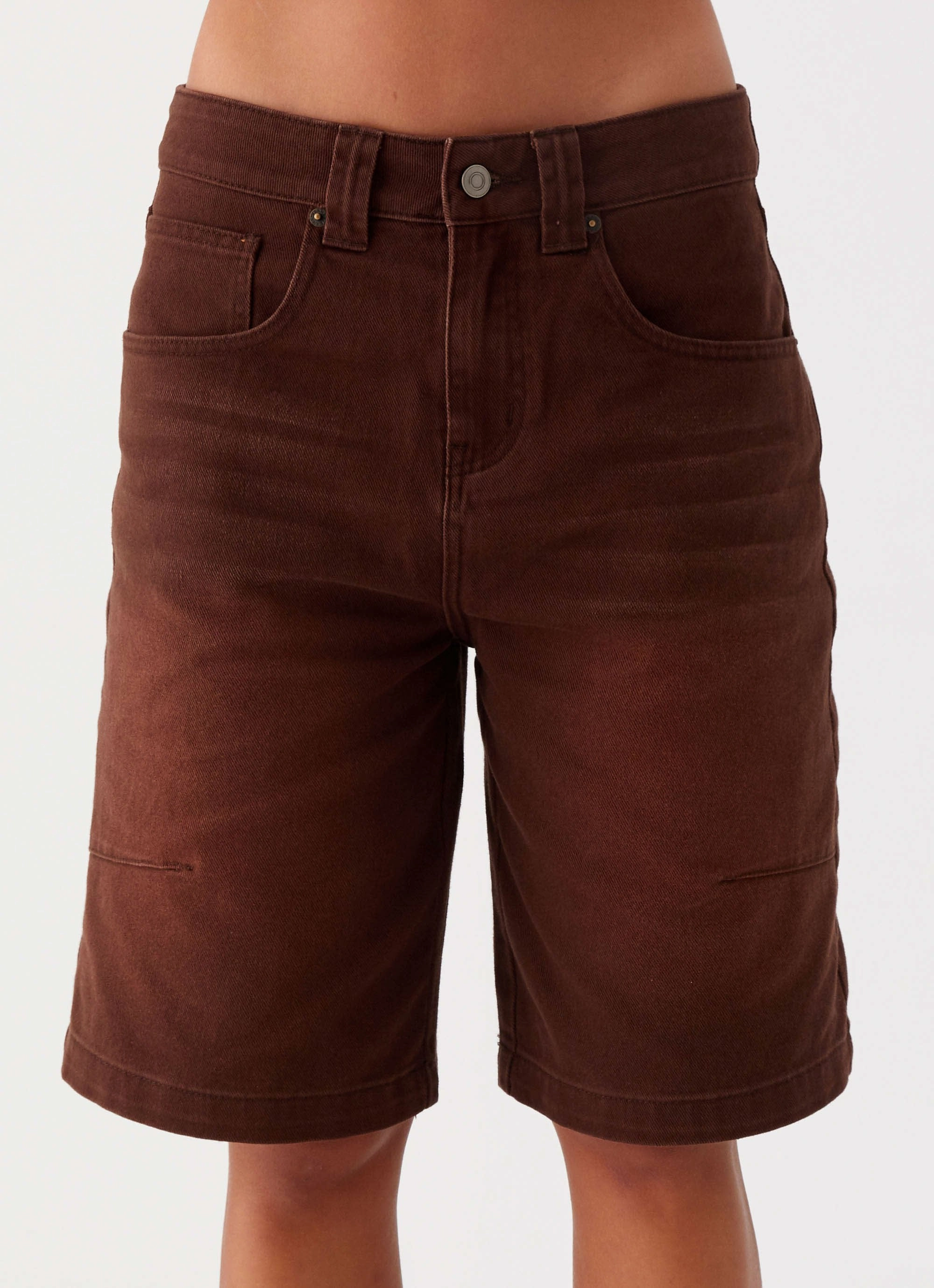 Heading South Denim Jorts - Brown Outdoor Adventure