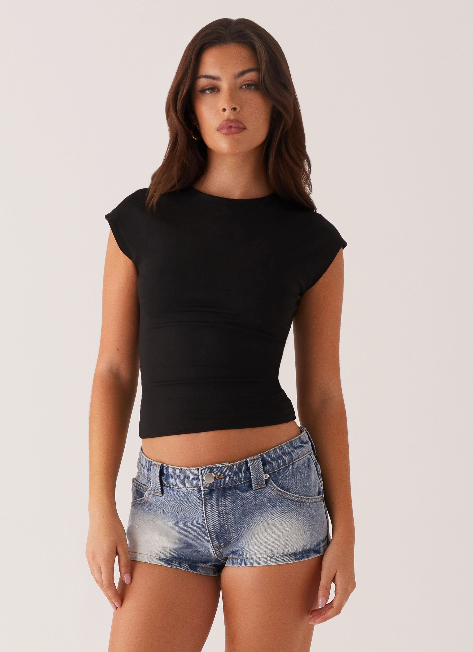 Rest Easy Headland Low Rise Denim Shorts - Light Wash Blue