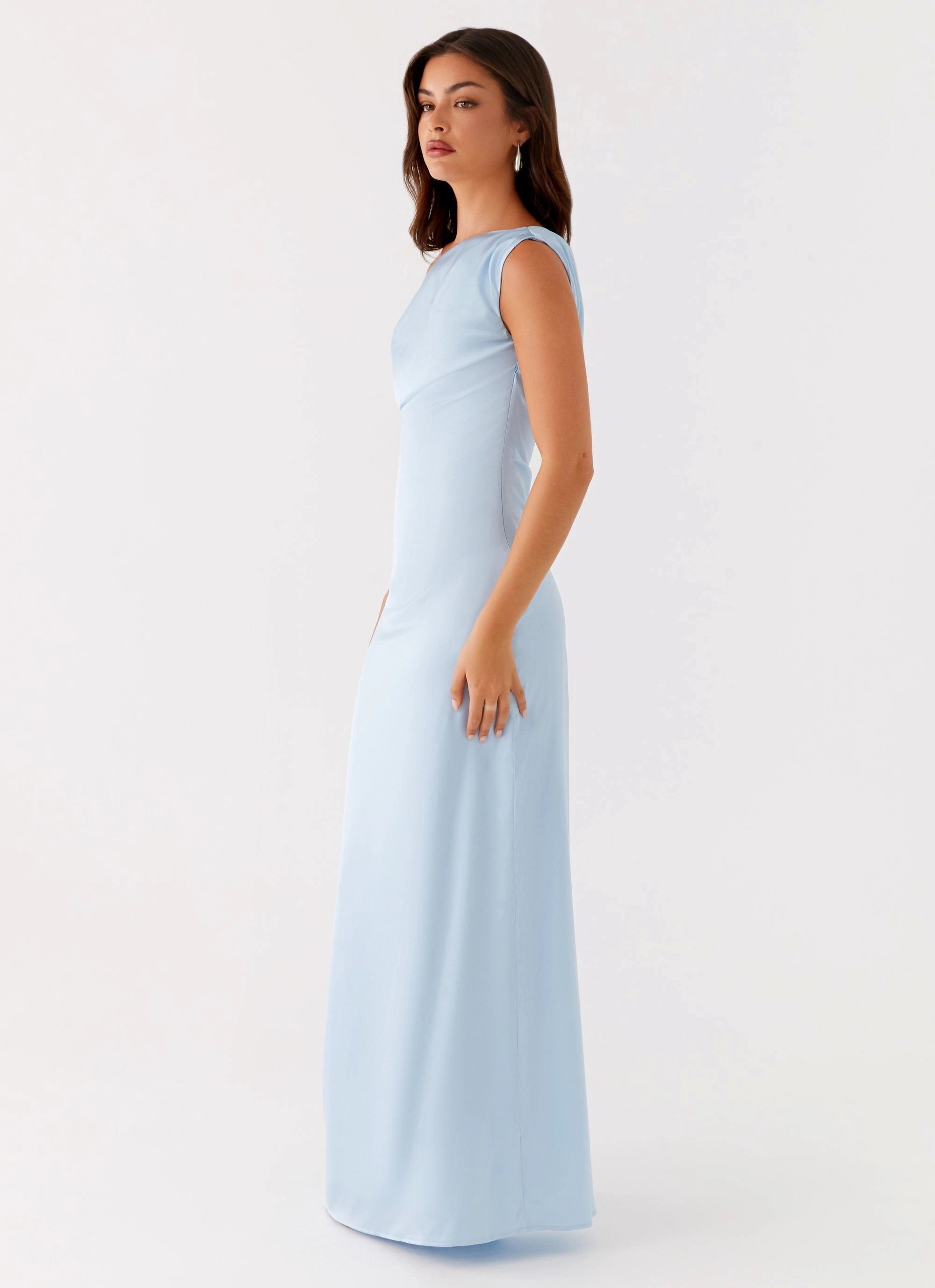 Heart Of Glass Satin Maxi Dress - Blue Seasonal Style Artisanal-Detail