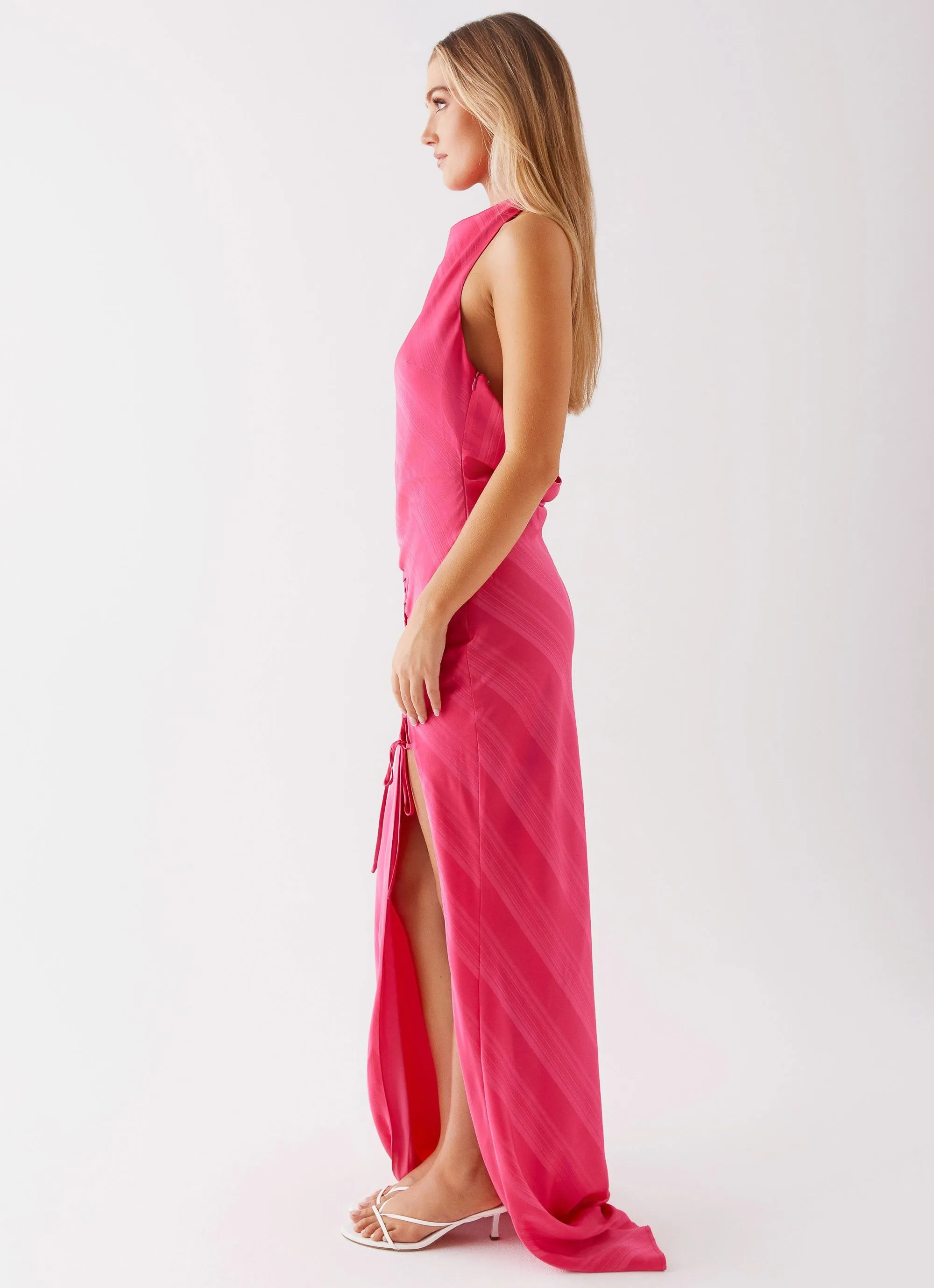 Heartbeat Maxi Dress - Pink Thermal Regulation Fabric Customizable Design