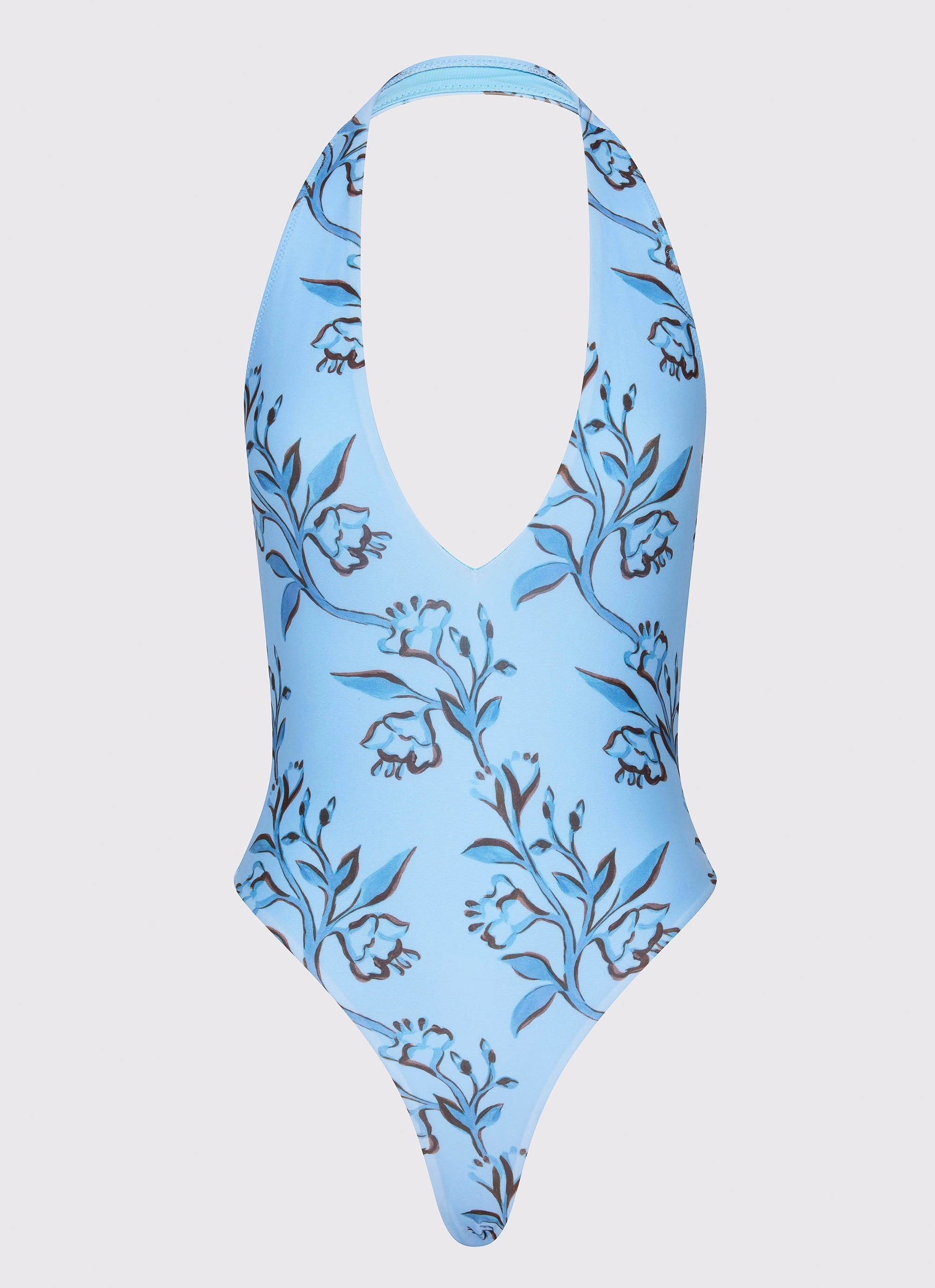Delia One Piece Swimsuit - Blue Floral Print Eco Friendly Dye Process