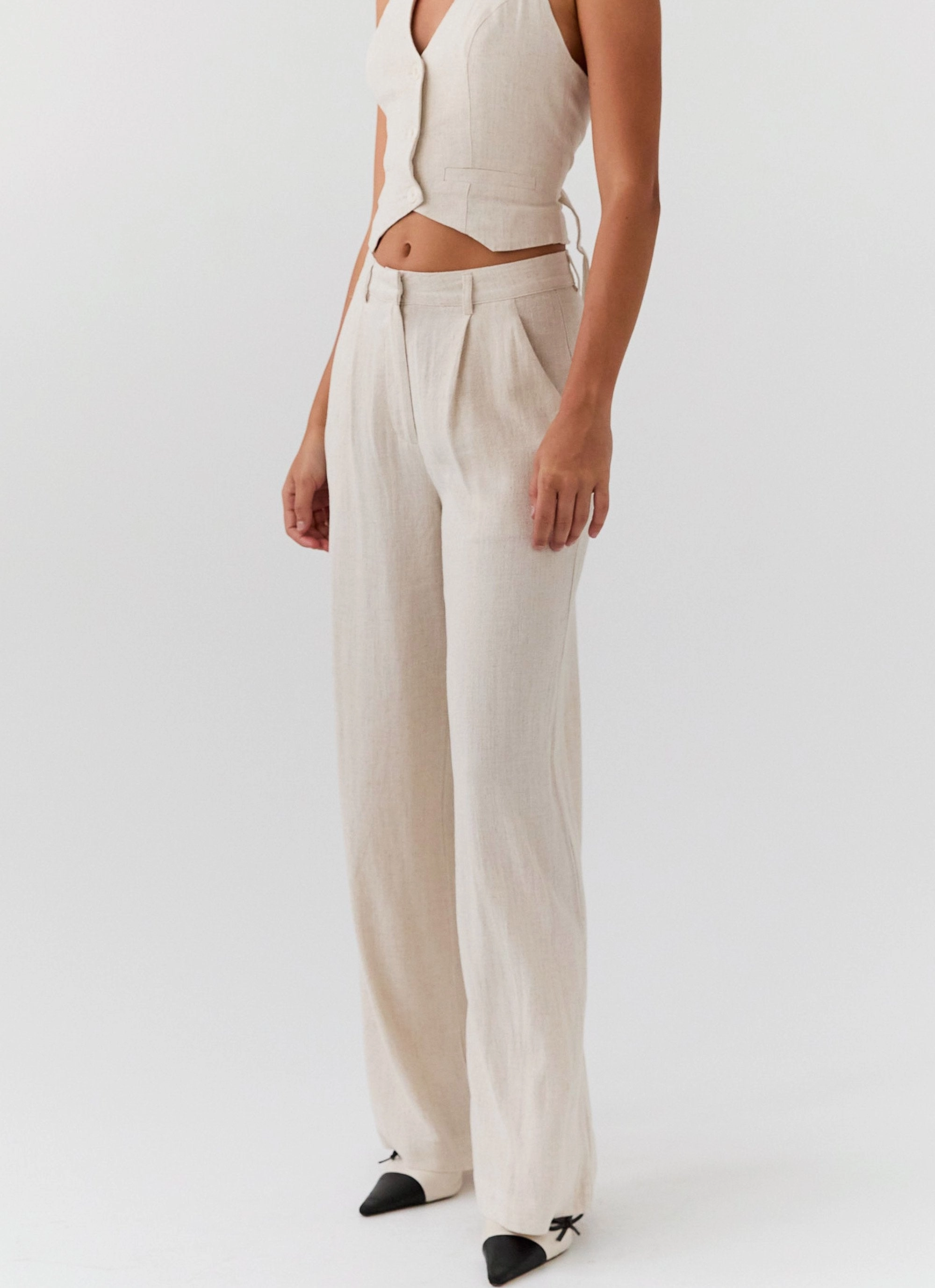 Heatwave Linen Pants - Oatmeal Non Tapered Leg