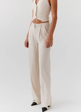 Heatwave Linen Pants - Oatmeal Non Tapered Leg