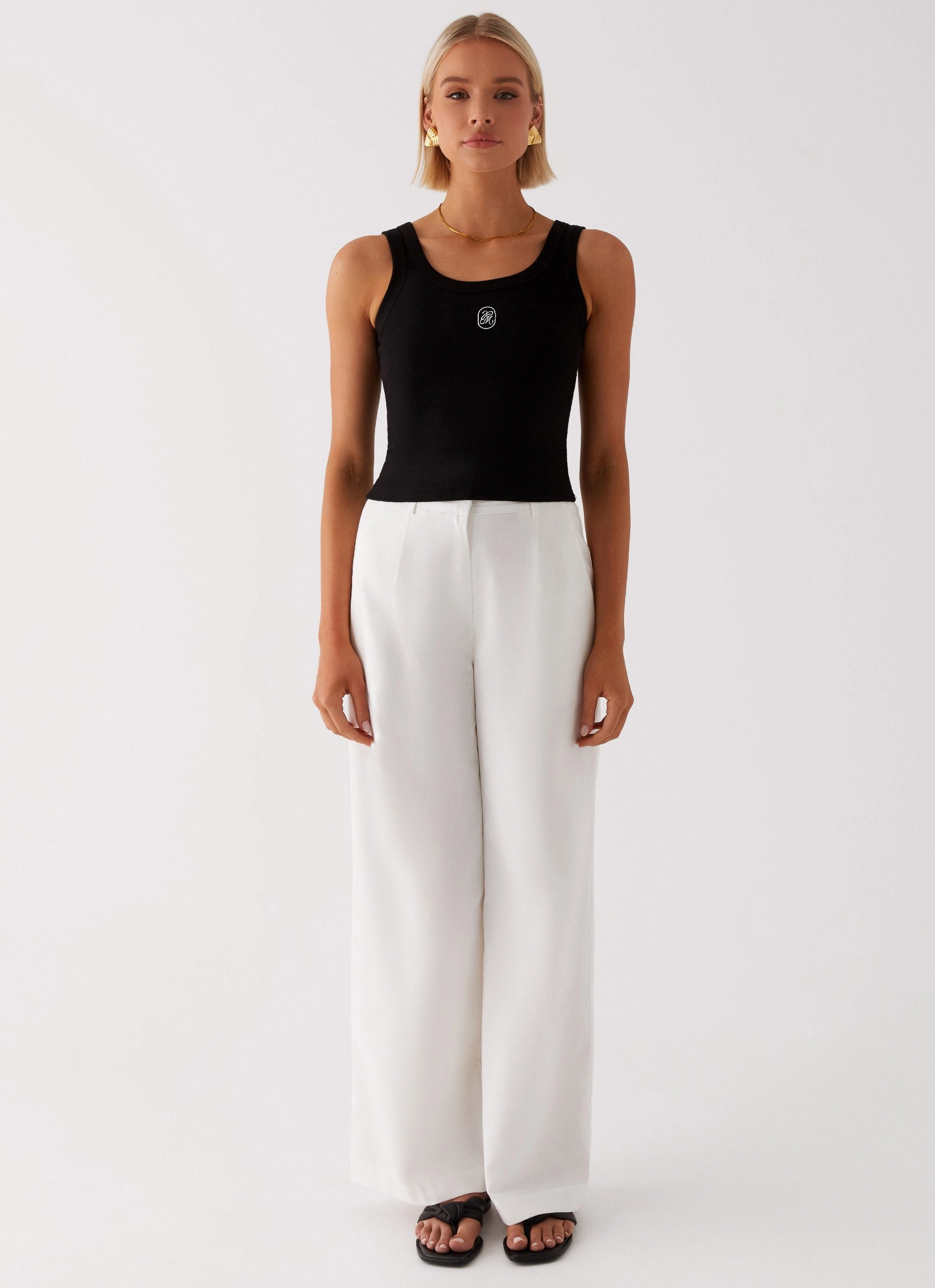 Heatwave Linen Wide Leg Pants - White Simple Utility Bold Design