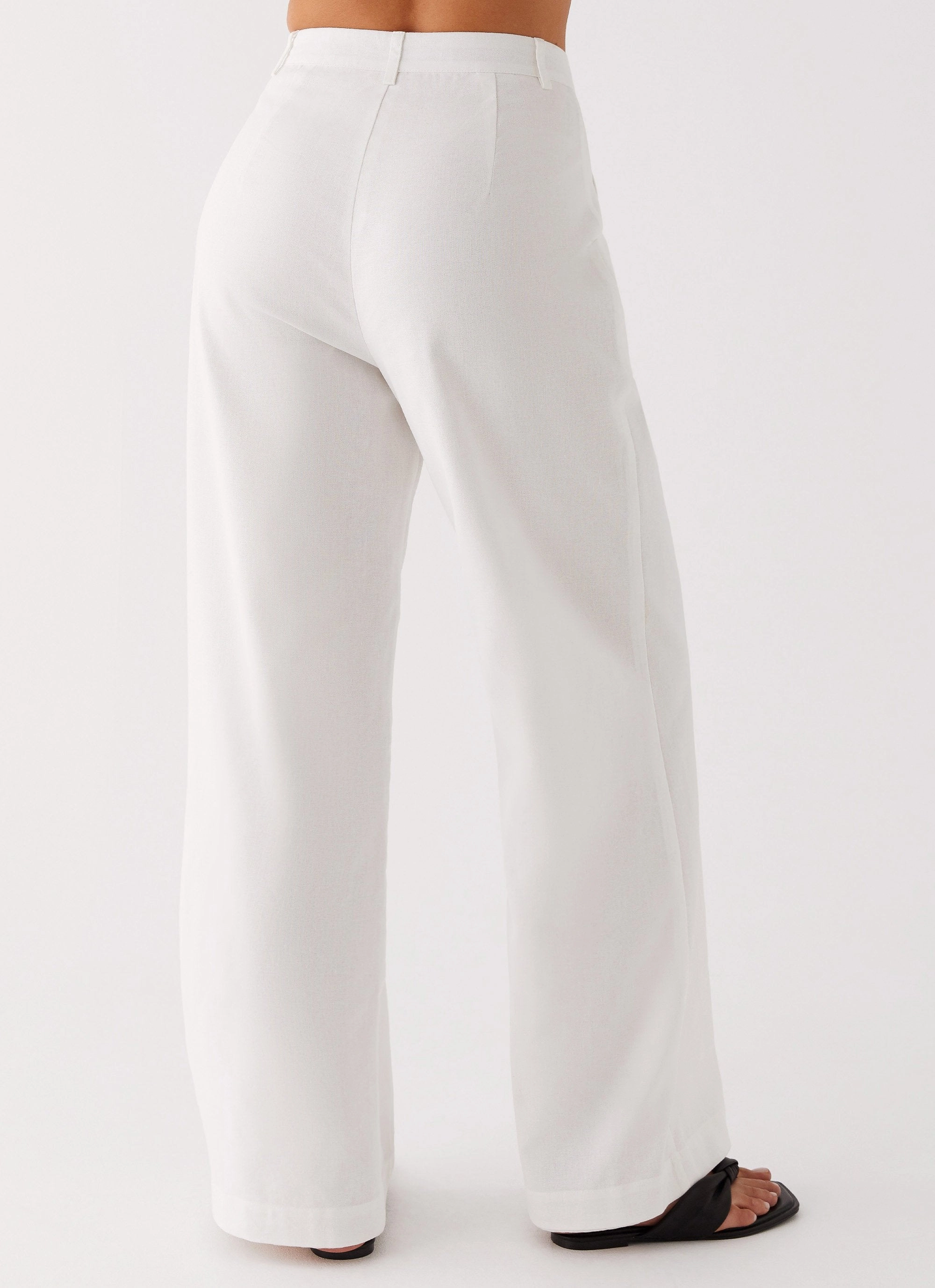Heatwave Linen Wide Leg Pants - White Quick Move Low Profile Design