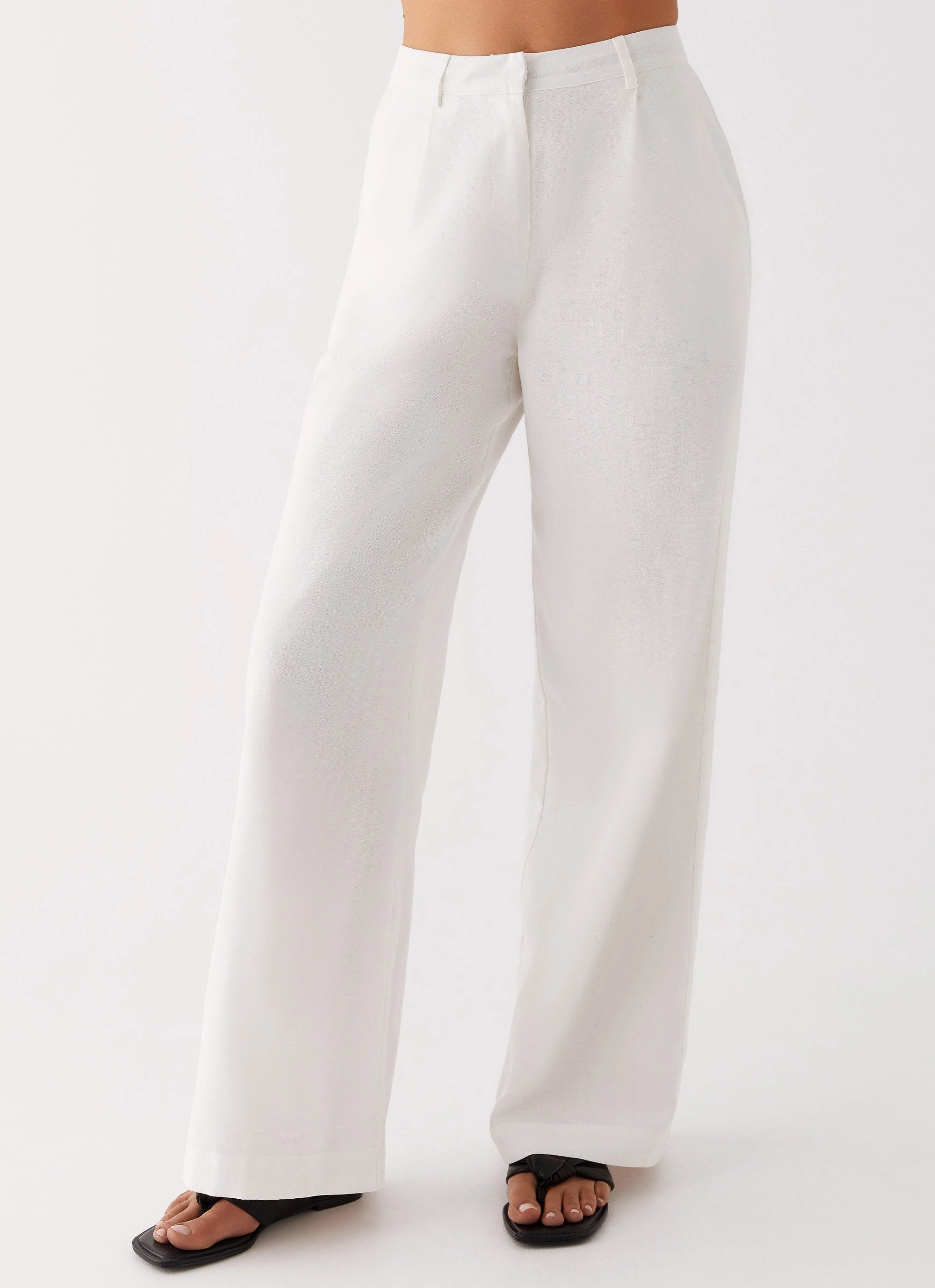 HighRiseWaist Heatwave Linen Wide Leg Pants - White