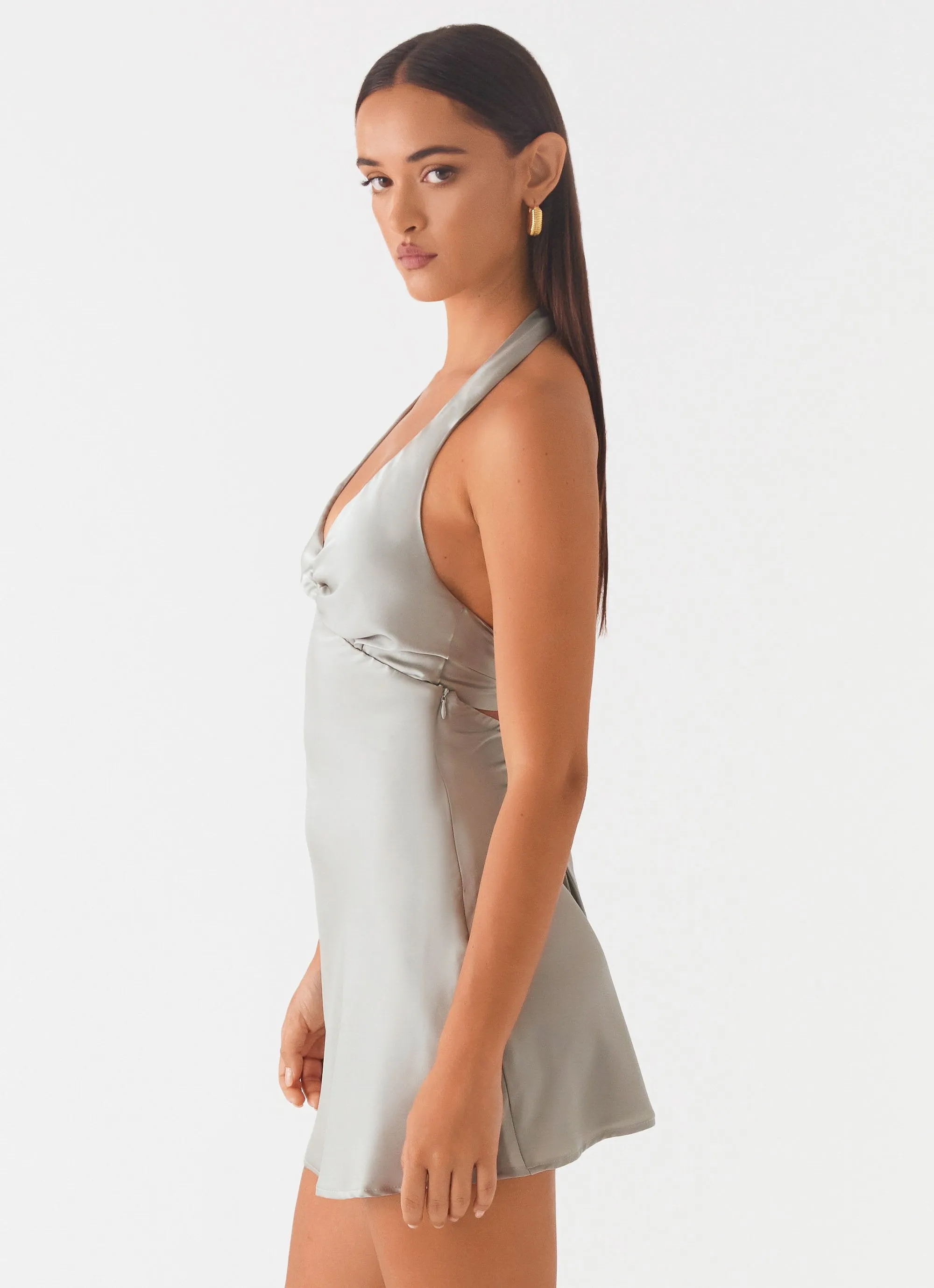 Heavy Hearted Mini Dress - Sage Wrinkle Resistant Material