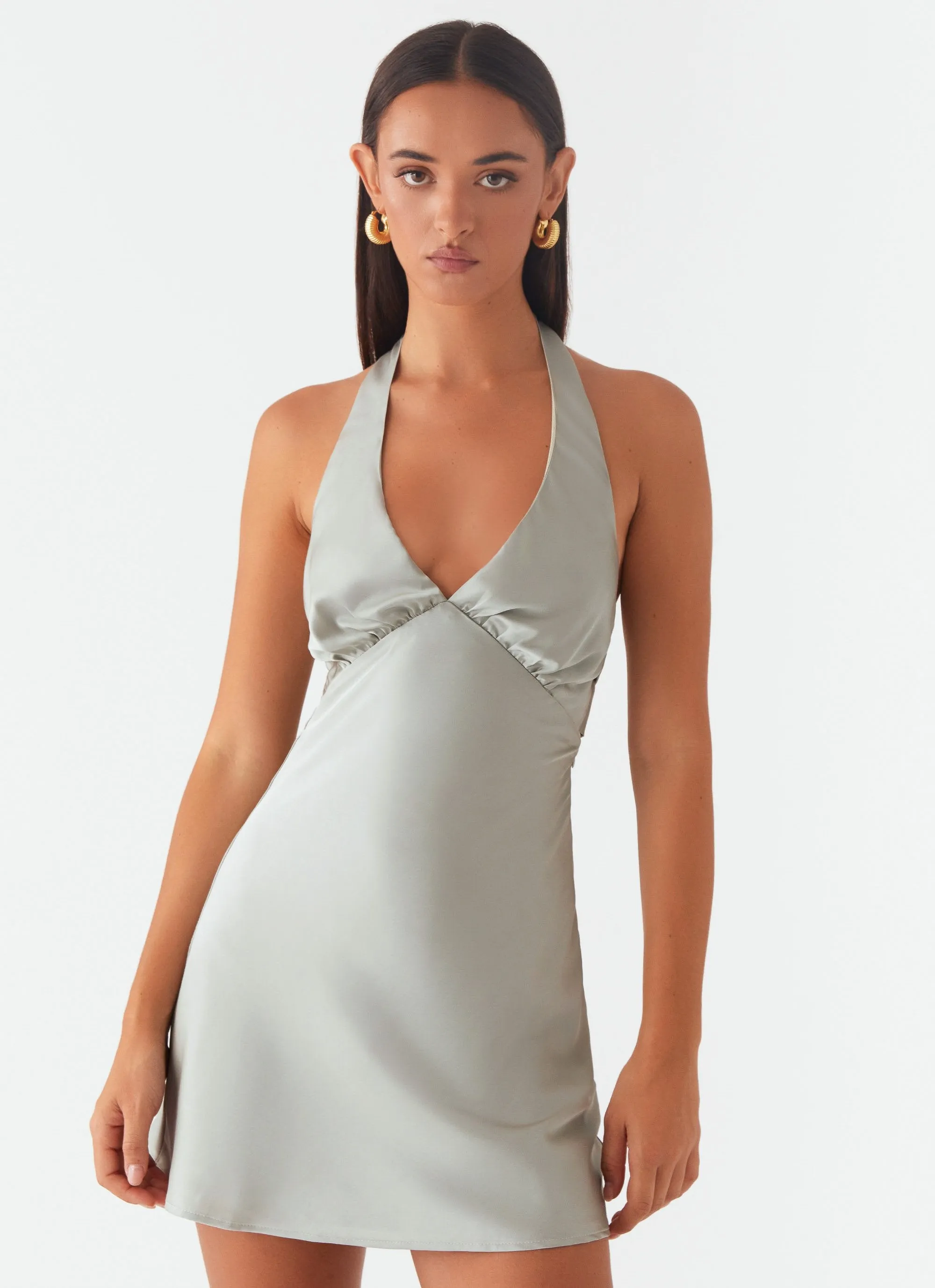 Wrinkle Resistant Finish Heavy Hearted Mini Dress - Sage