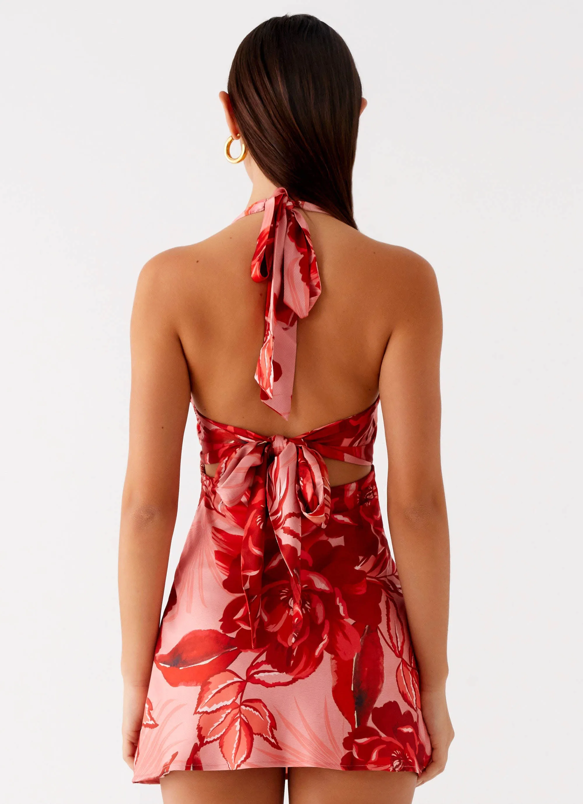 Matte Finish Heavy Hearted Mini Dress - Sicily Sunsets Print