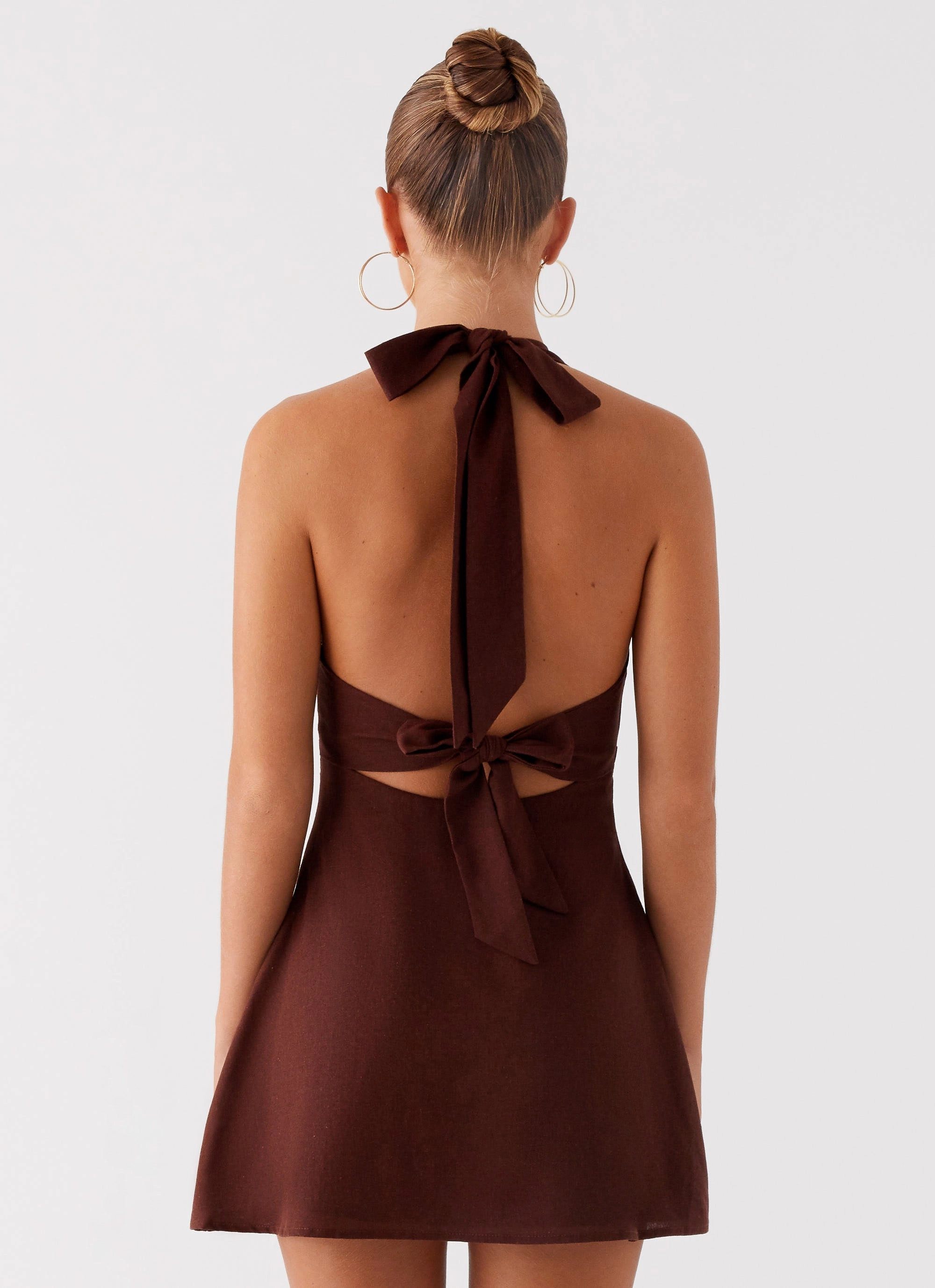 Heavy Hearted Linen Mini Dress - Brown Soft Touch