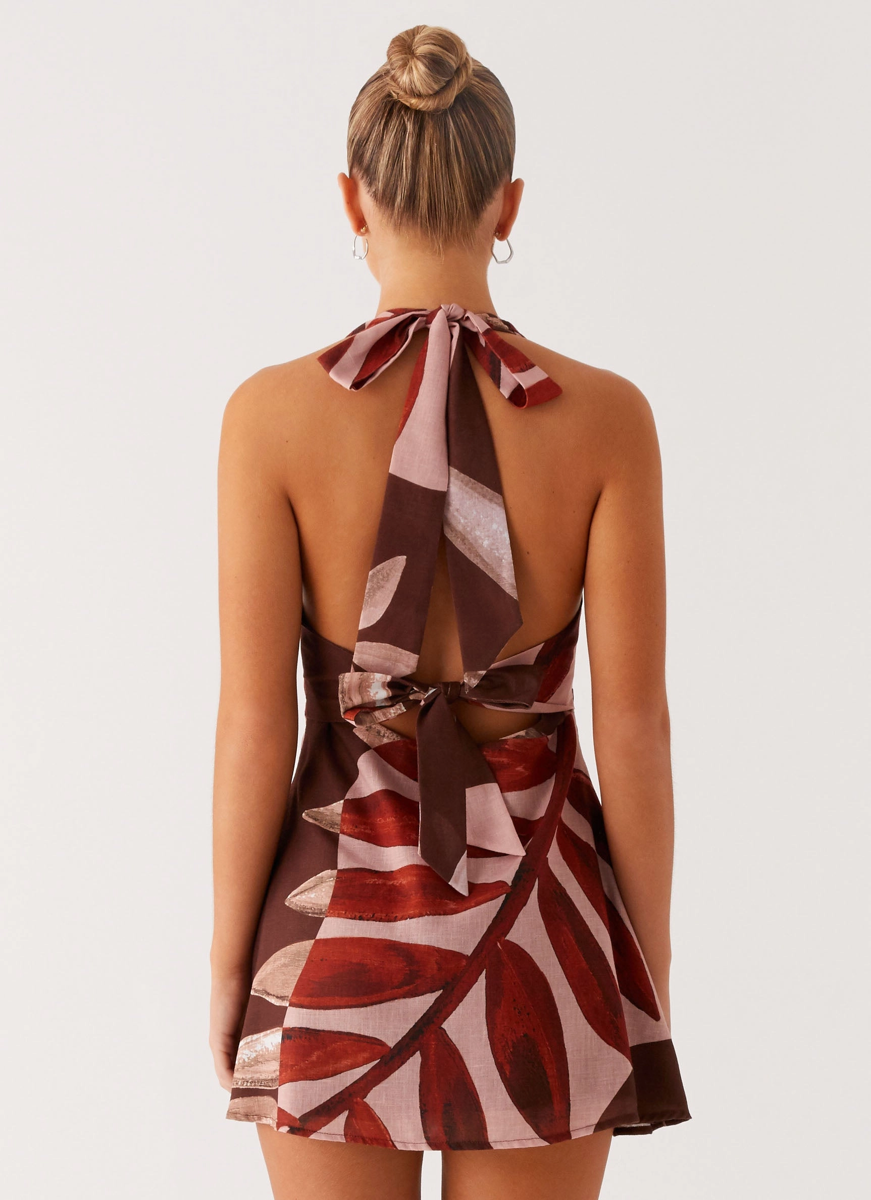 Heavy Hearted Linen Mini Dress - Cinnamon Palm Summer Staple Straight-Cut