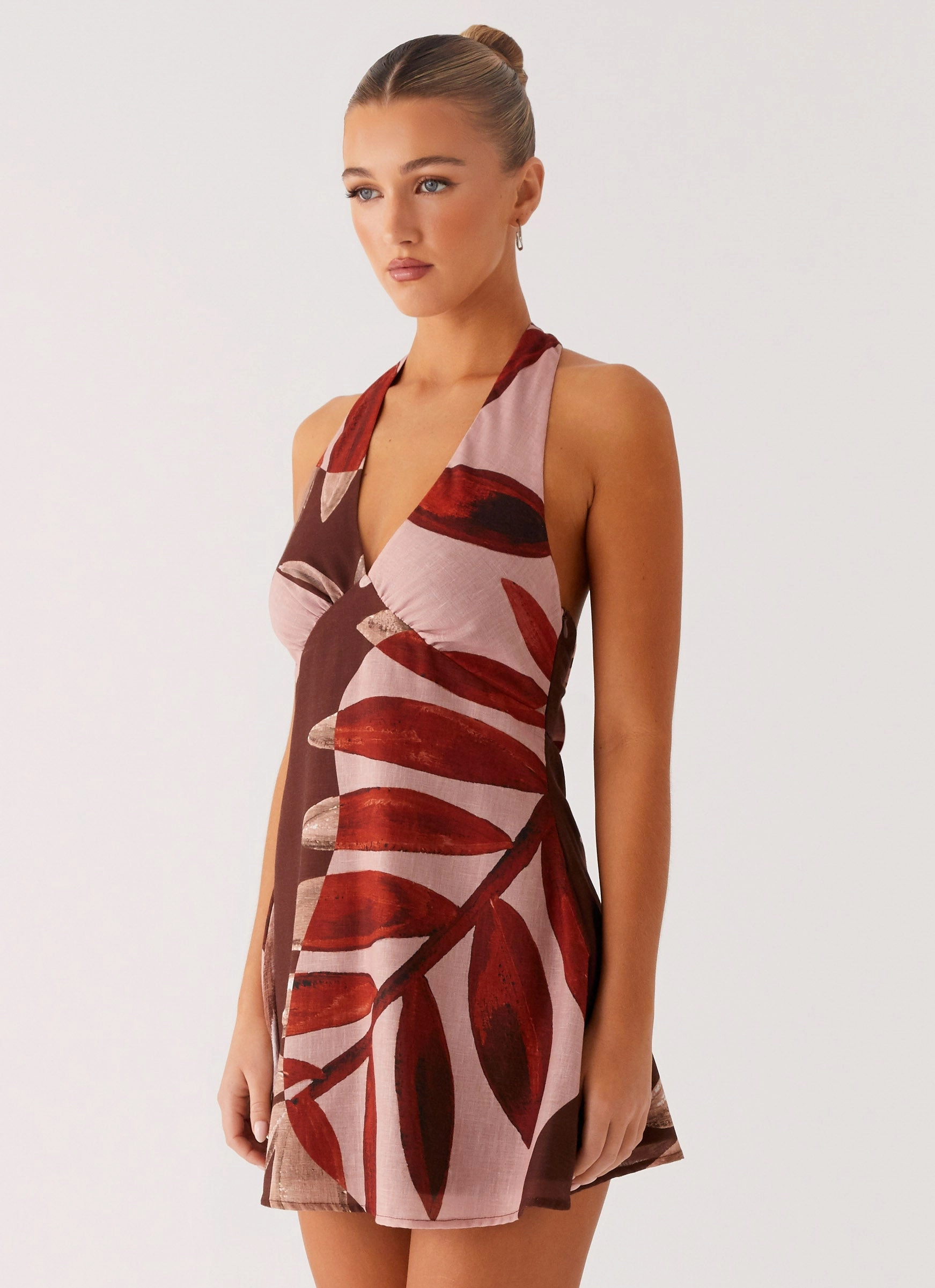 Heavy Hearted Linen Mini Dress - Cinnamon Palm Effortless Vibe