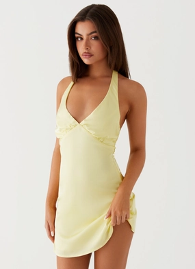 Heavy Hearted Mini Dress - Yellow Sculpted Fit Fair-Trade Heavy Hearted Mini Dress - Yellow