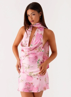 Heidi Mini Dress - Pink Floral Spring Ensemble Heidi Mini Dress - Pink Floral Smooth Mood Classic A-line design