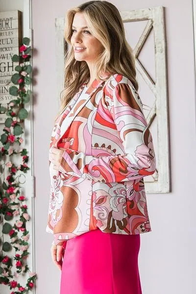Heimish Full Size Shawl Floral Open Blazers Plus Size