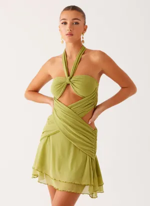 Helsa Mini Dress - Green Washed Effect Plus Size Stylish Design Helsa Mini Dress - Green