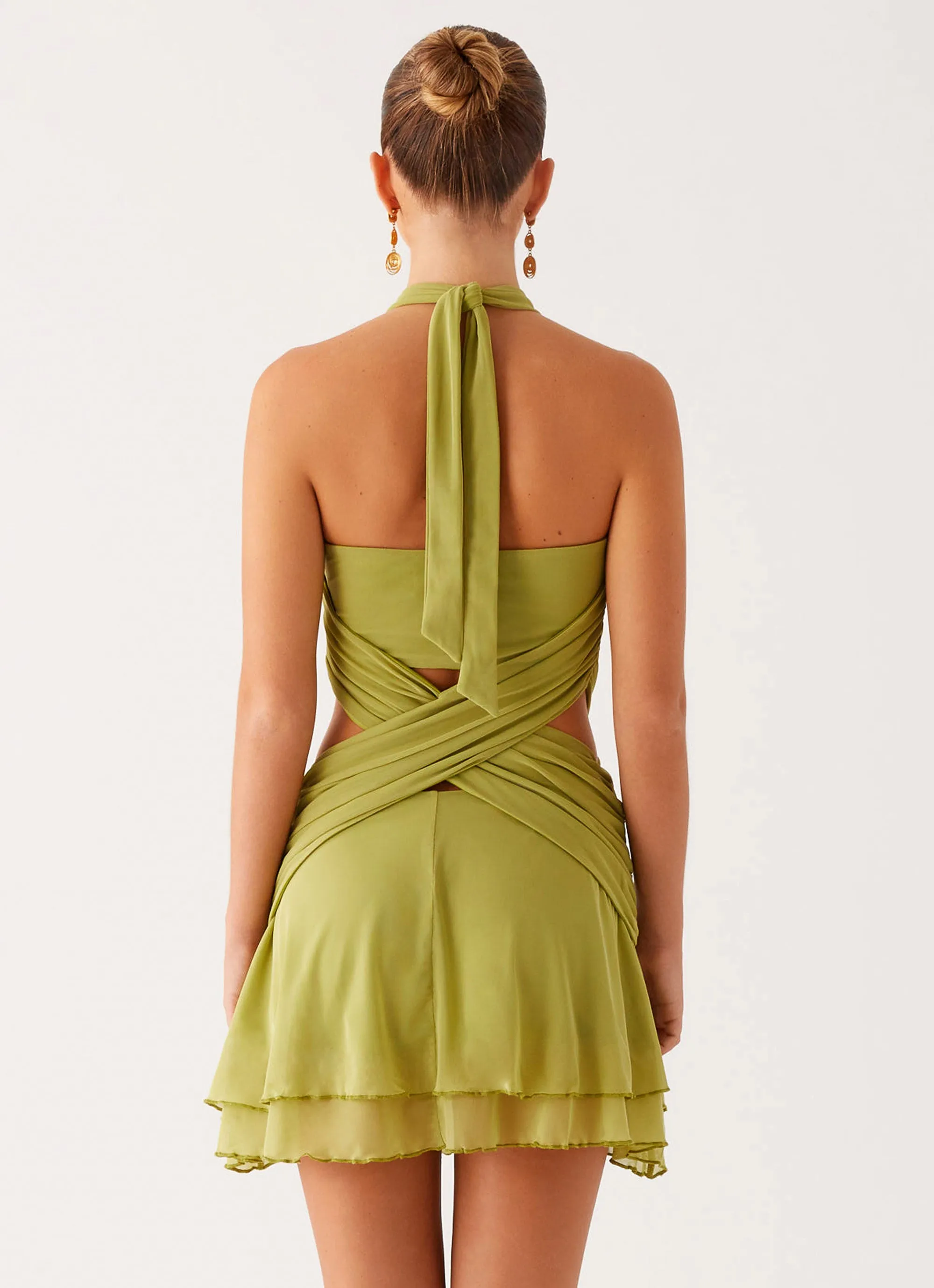 Smooth Zipper Design Helsa Mini Dress - Green