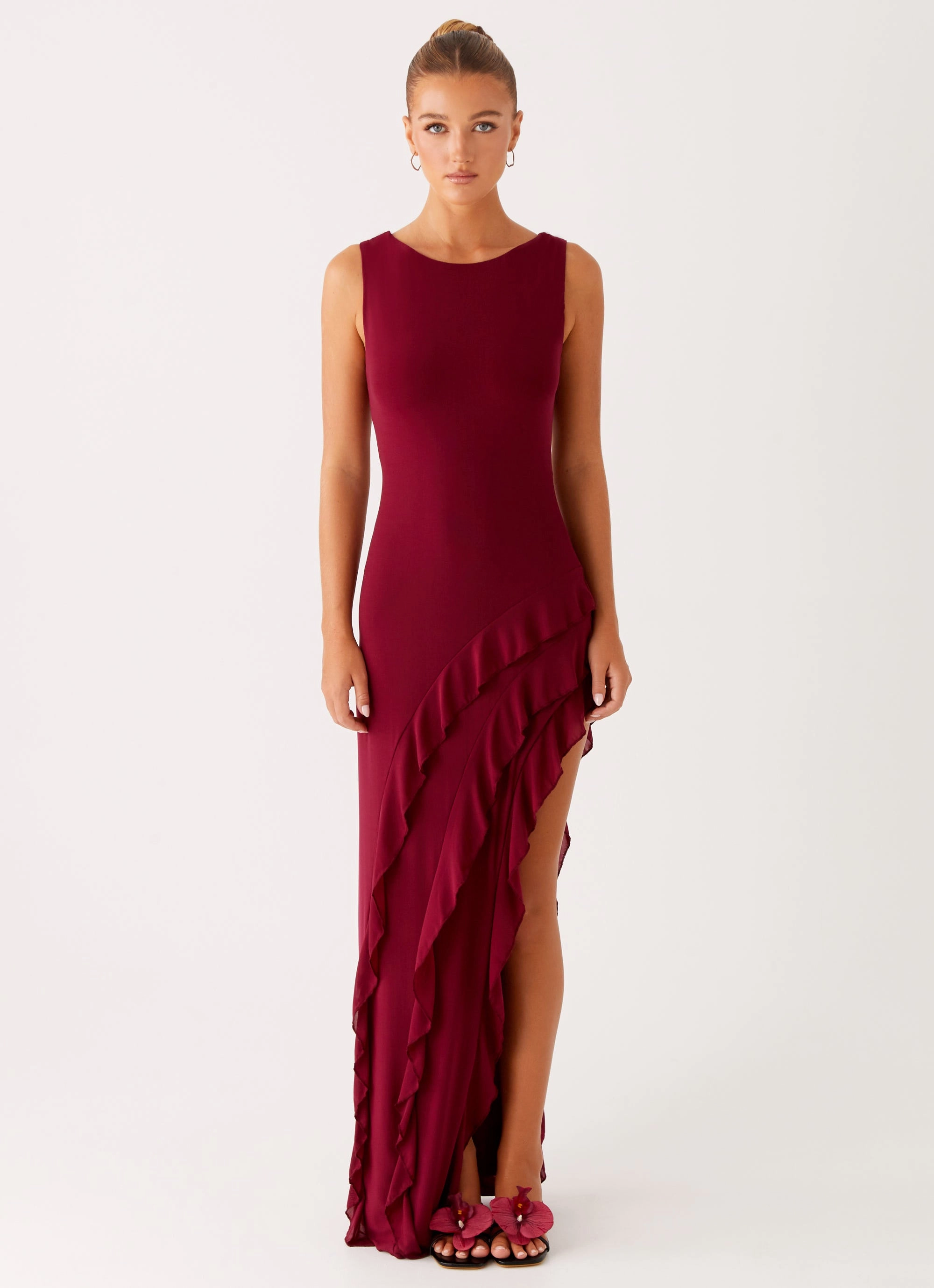 Hendrix Maxi Dress - Raspberry Wine Layered Form Comfortable Style