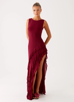 Hendrix Maxi Dress - Raspberry Wine Floral Pattern Hendrix Maxi Dress - Raspberry Wine Breathable wear