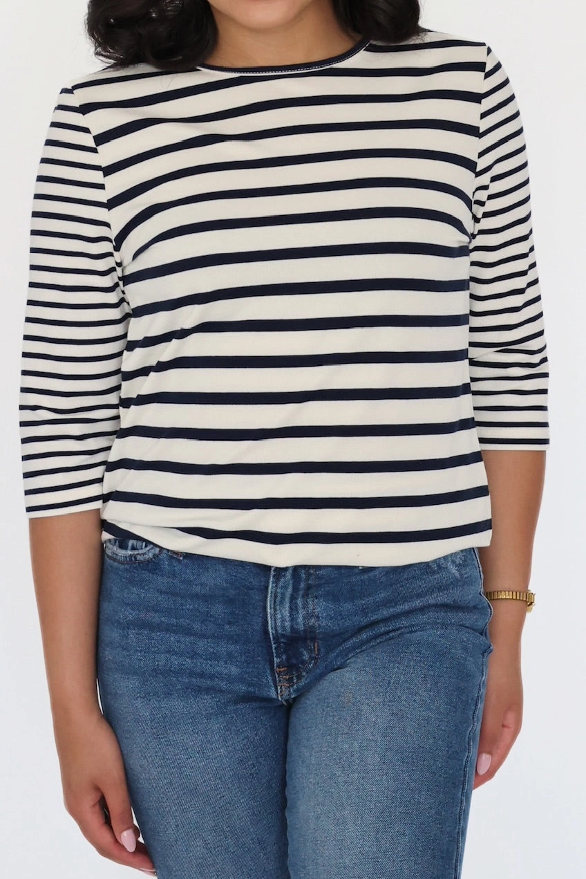 Here Or There Top Yarn Dye Stripe ReinforcedArmholes