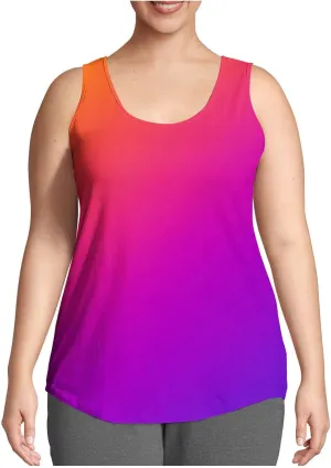 HGps8w Plus Size Casual Tank Top for Women Trendy Gradient Loose Fit Summer Sleeveless Crewneck Going Out Tunic Tee Shirts