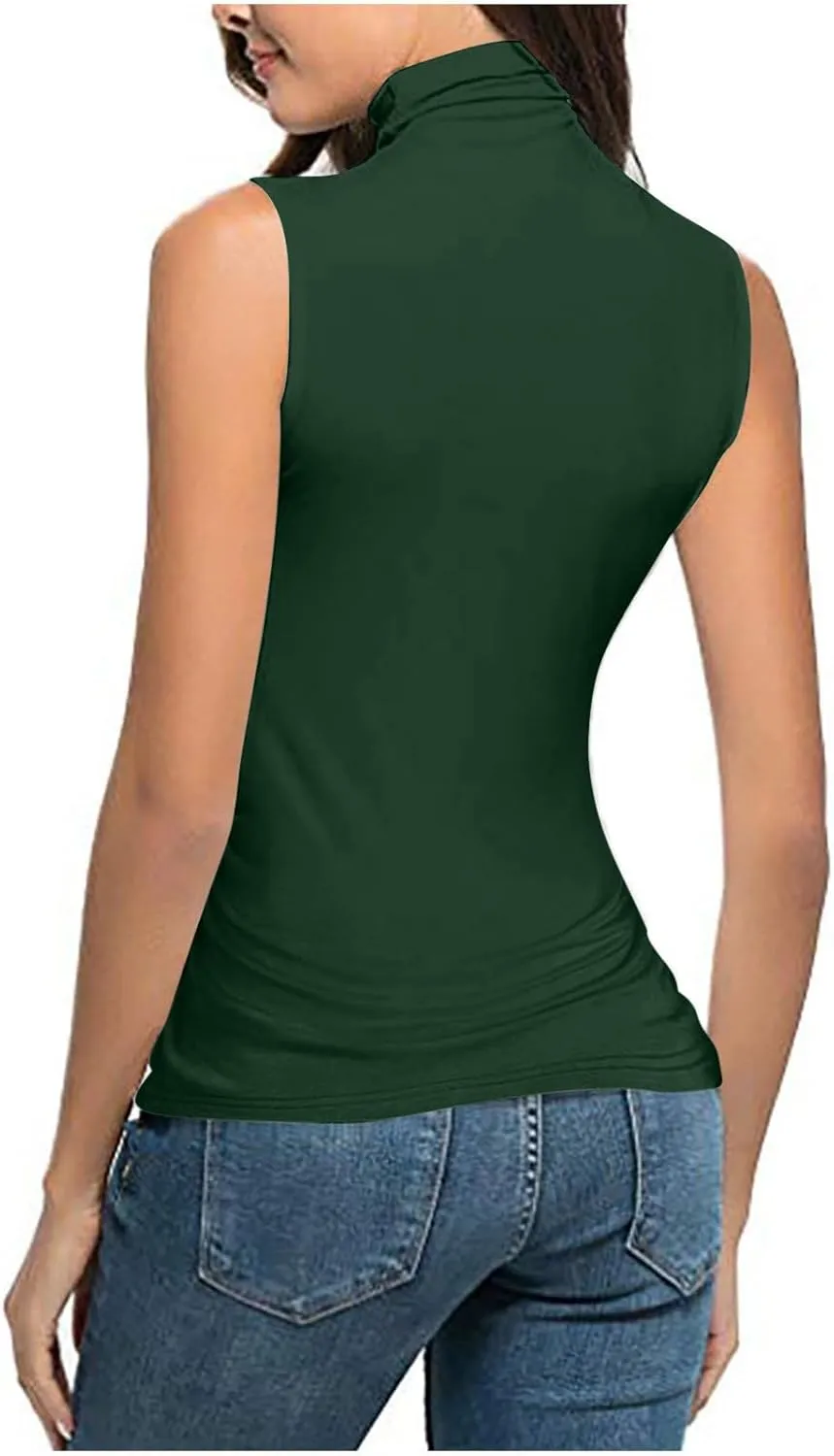 HGps8w Plus Size Turtleneck Tank Top for Women Dressy Pleated 2025 Summer Sleeveless Going Out Business Casual Tee Shirts