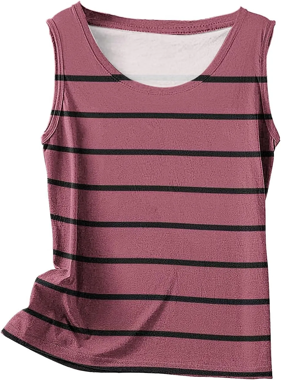 HGps8w Plus Size Women's Casual Striped Tank Tops Trendy 2025 Summer Sleeveless Tunic Tee Shirts Loose Crewneck Blouse