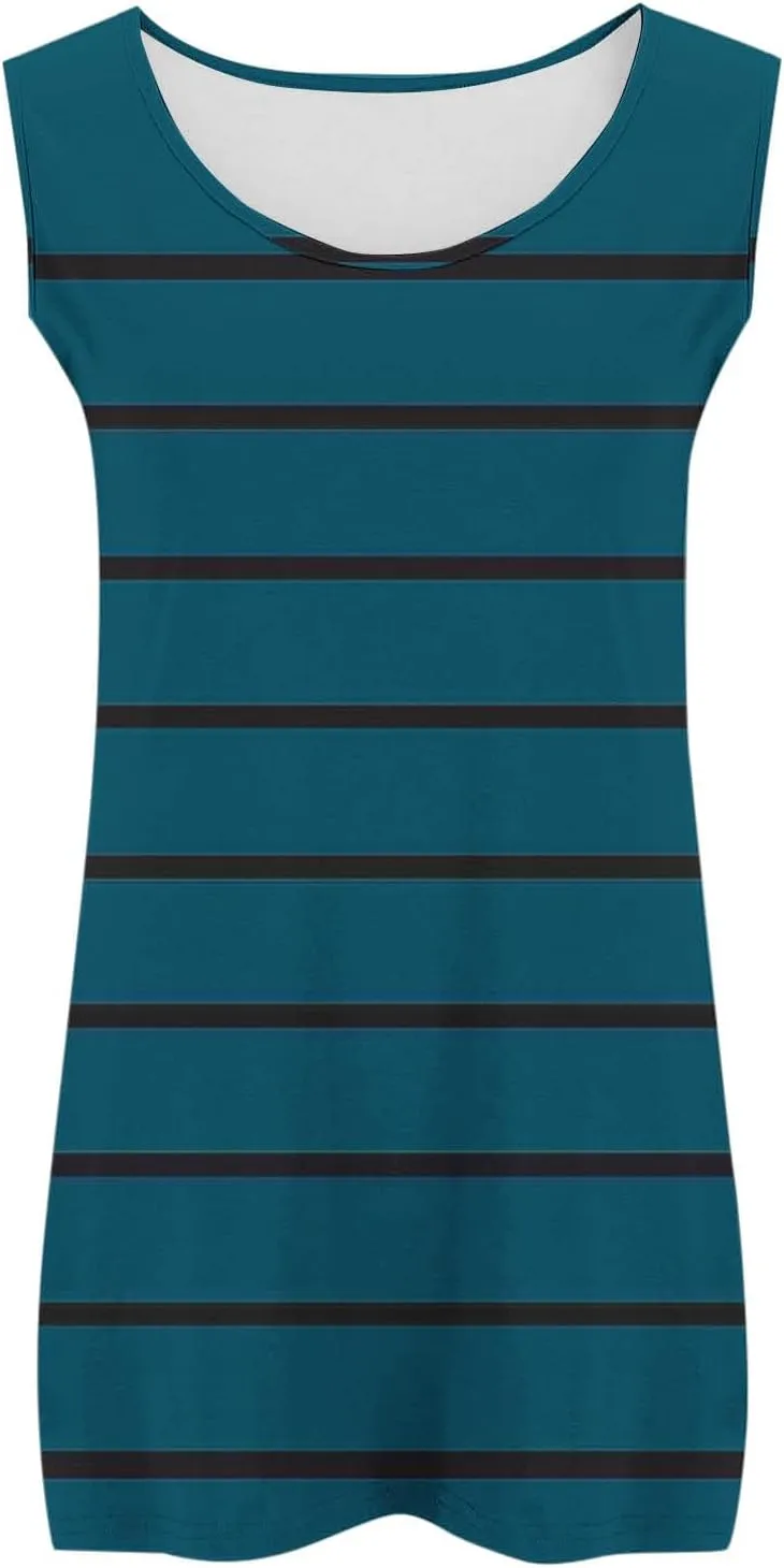 HGps8w Plus Size Women's Striped Summer Tank Top - Casual Loose Fit Round Neck Camisole Sleeveless Workout Yoga Shirts