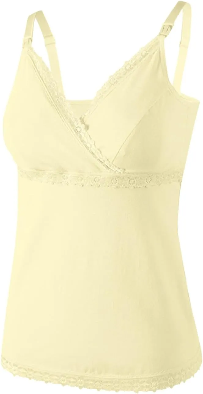 HGps8w Womens Built in Bra Nursing Tank Tops for Breastfeeding Maternity, Lace Trim V Neck Camisoles Sleeveless Cami Shirts