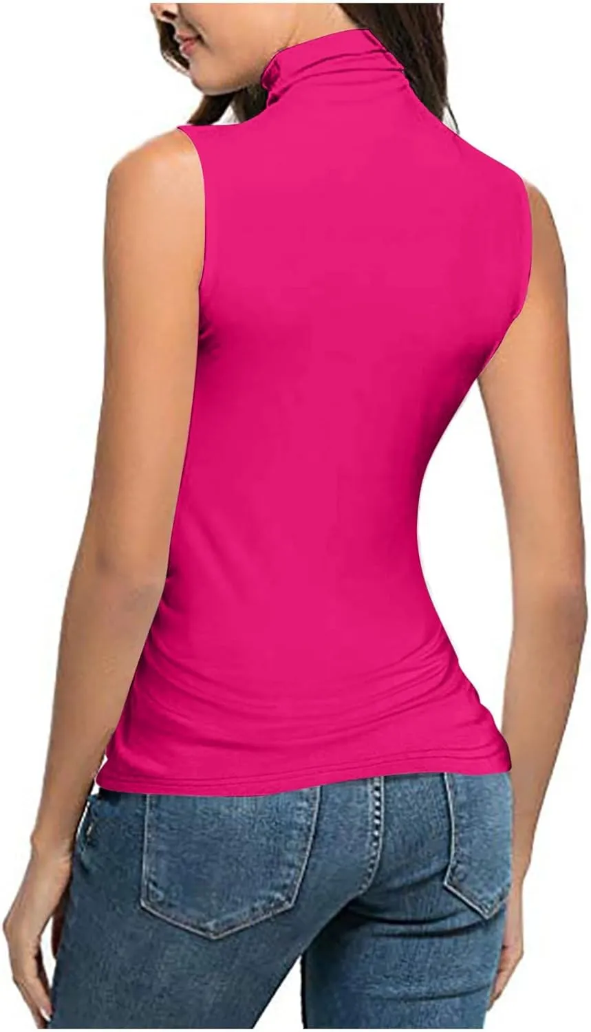 HGps8w Womens Dressy Turtleneck Summer Tank Tops - Sleeveless Business Casual Plus Size Blouse Going Out Tee Shirts