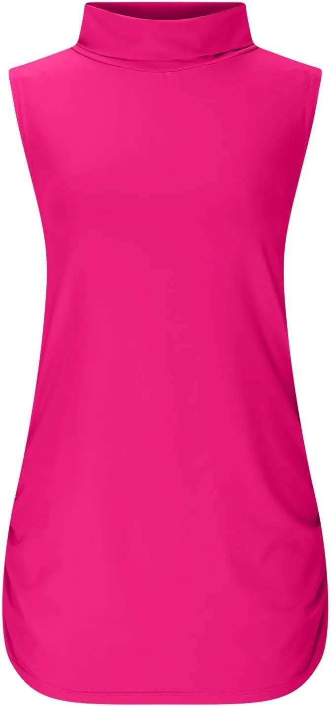 HGps8w Womens Dressy Turtleneck Summer Tank Tops - Sleeveless Business Casual Plus Size Blouse Going Out Tee Shirts