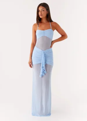 Polo Style Tailored Cut Lily Halter Maxi Dress - Blue